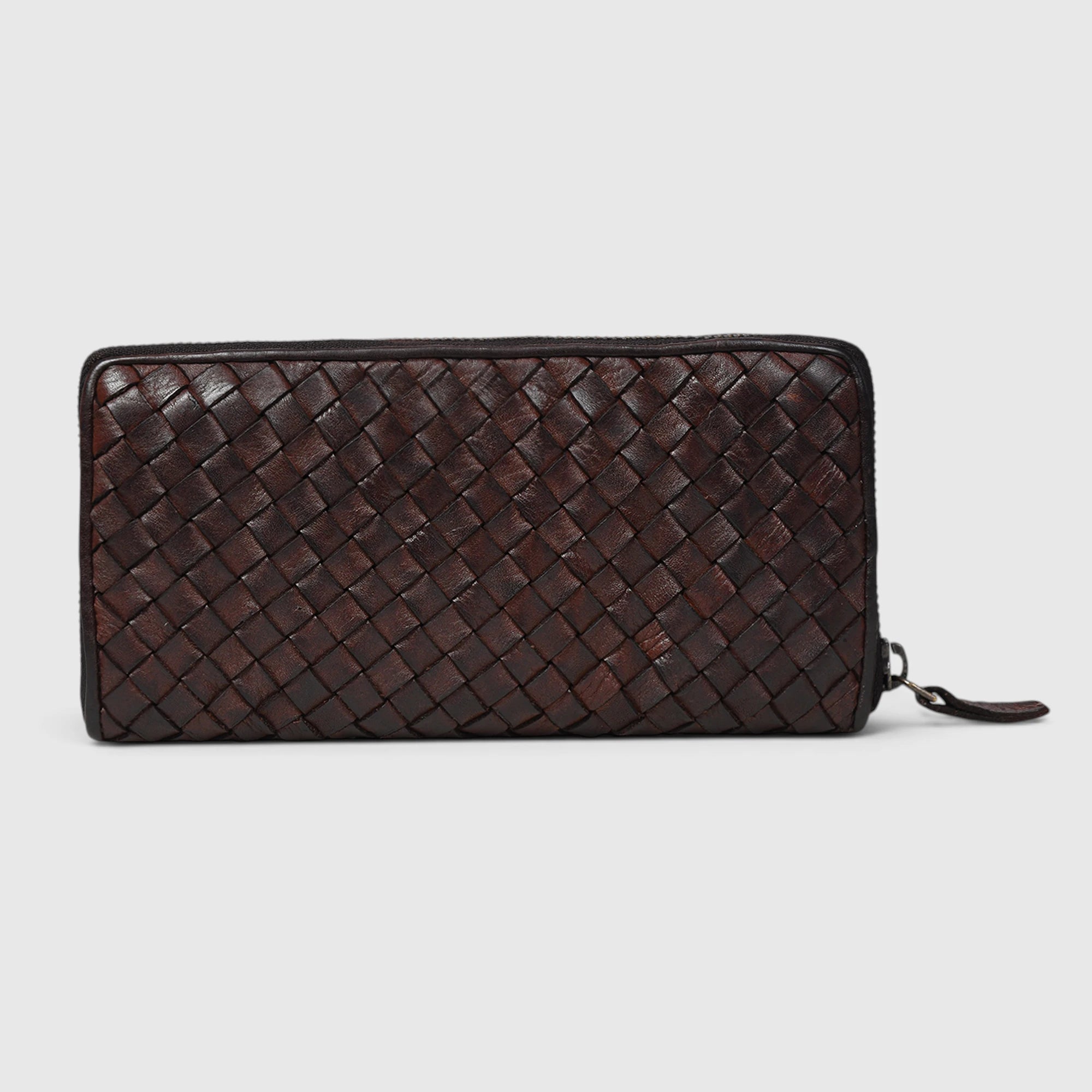 Aurelian Woven Zip Wallet – Espresso Brown