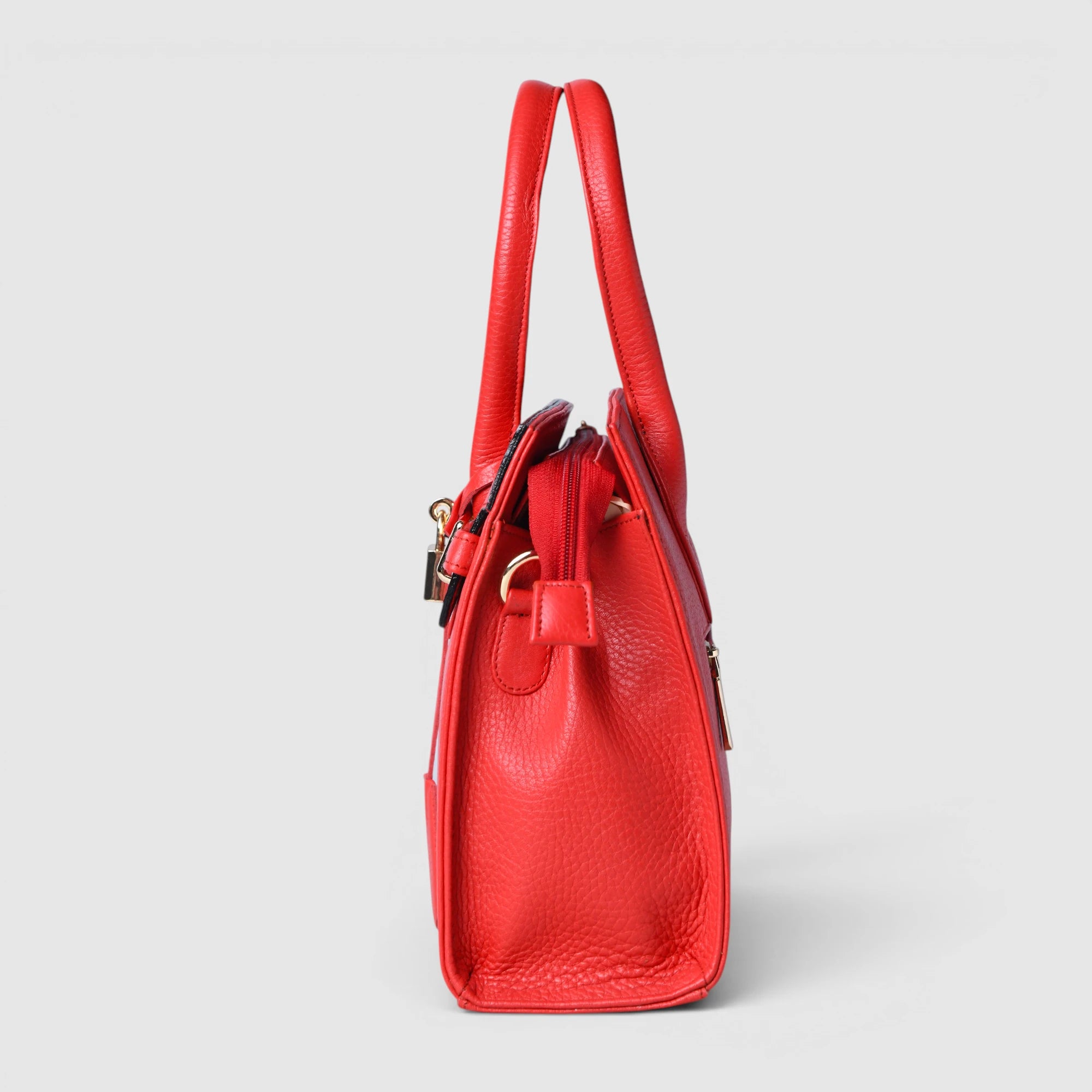 Milan Structured Handbag - Cherry Red