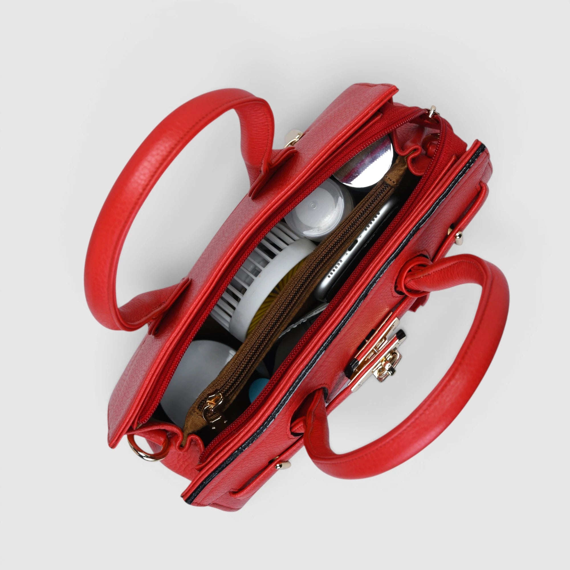 Milan Structured Handbag - Cherry Red