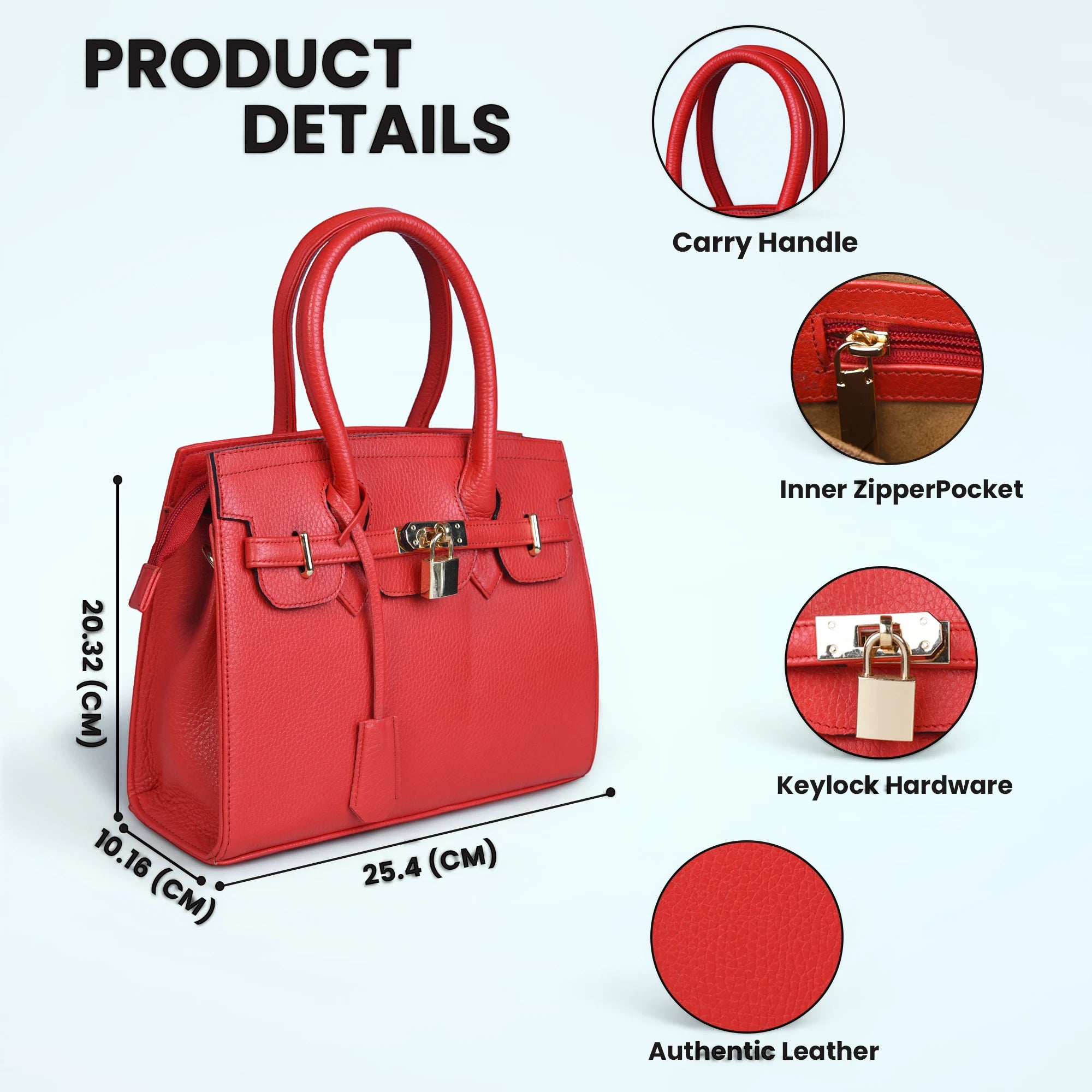 Milan Structured Handbag - Cherry Red