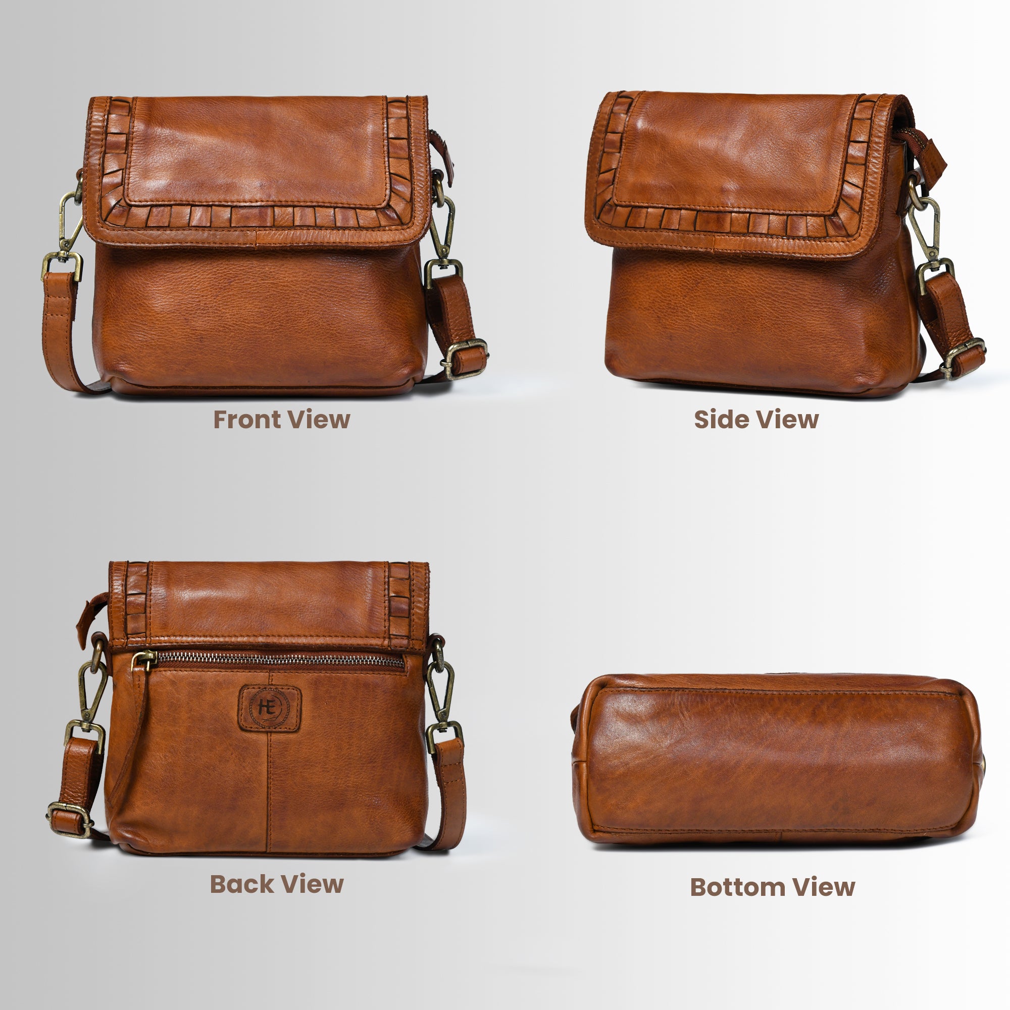 Verdant Crossbody Women's Leather Handbag - Tan colour