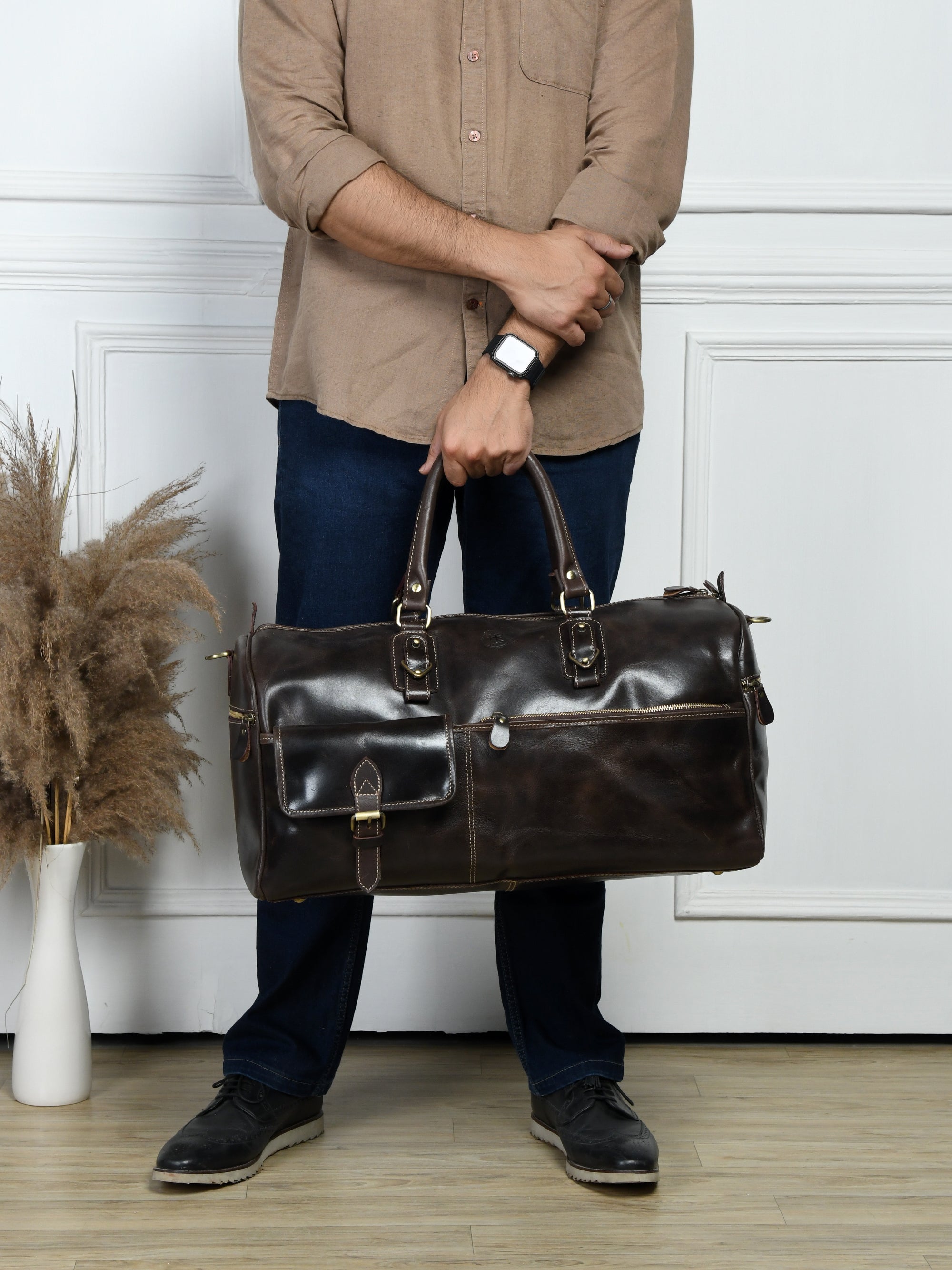 The Odyssey Leather Travel Duffle - Espresso brown