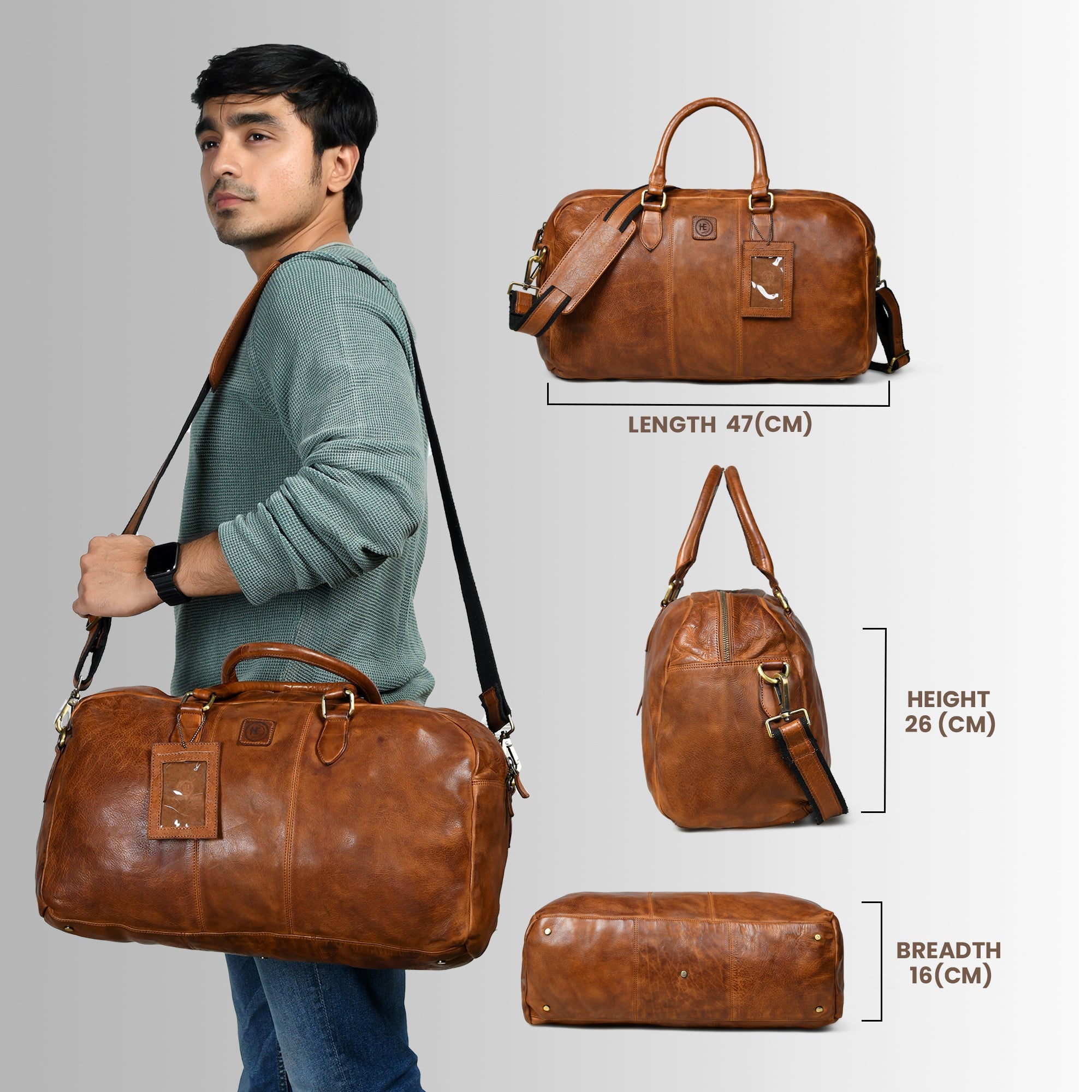 Imperium Luxe Leather Duffle Bag-Tan Colour