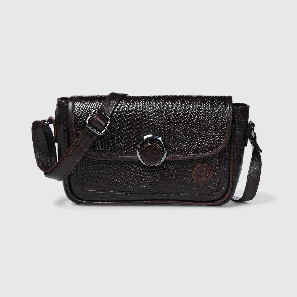 Chic Leather Women's Handbag - Maroon colour