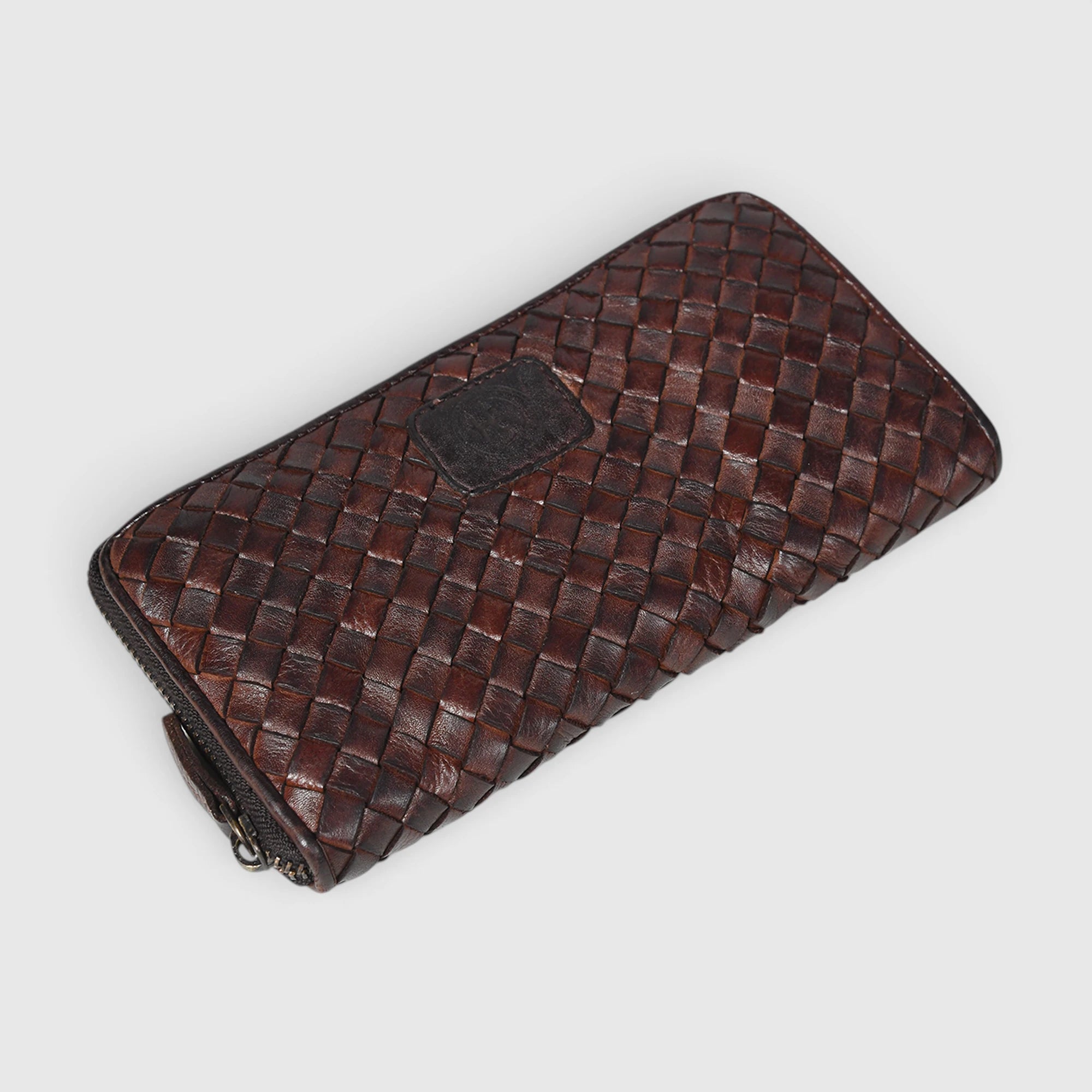 Aurelian Woven Zip Wallet – Espresso Brown