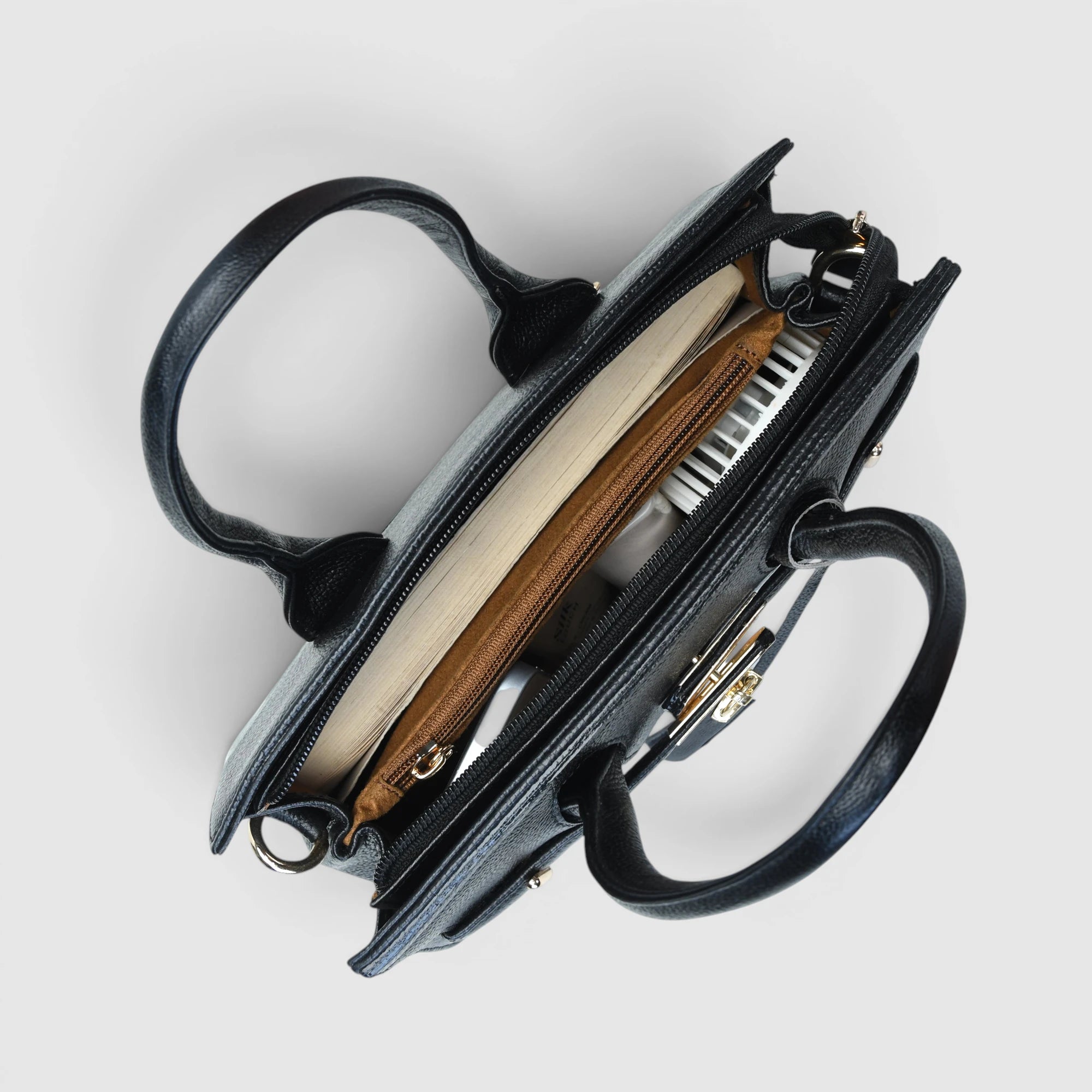 Milan Structured Handbag - Midnight Black