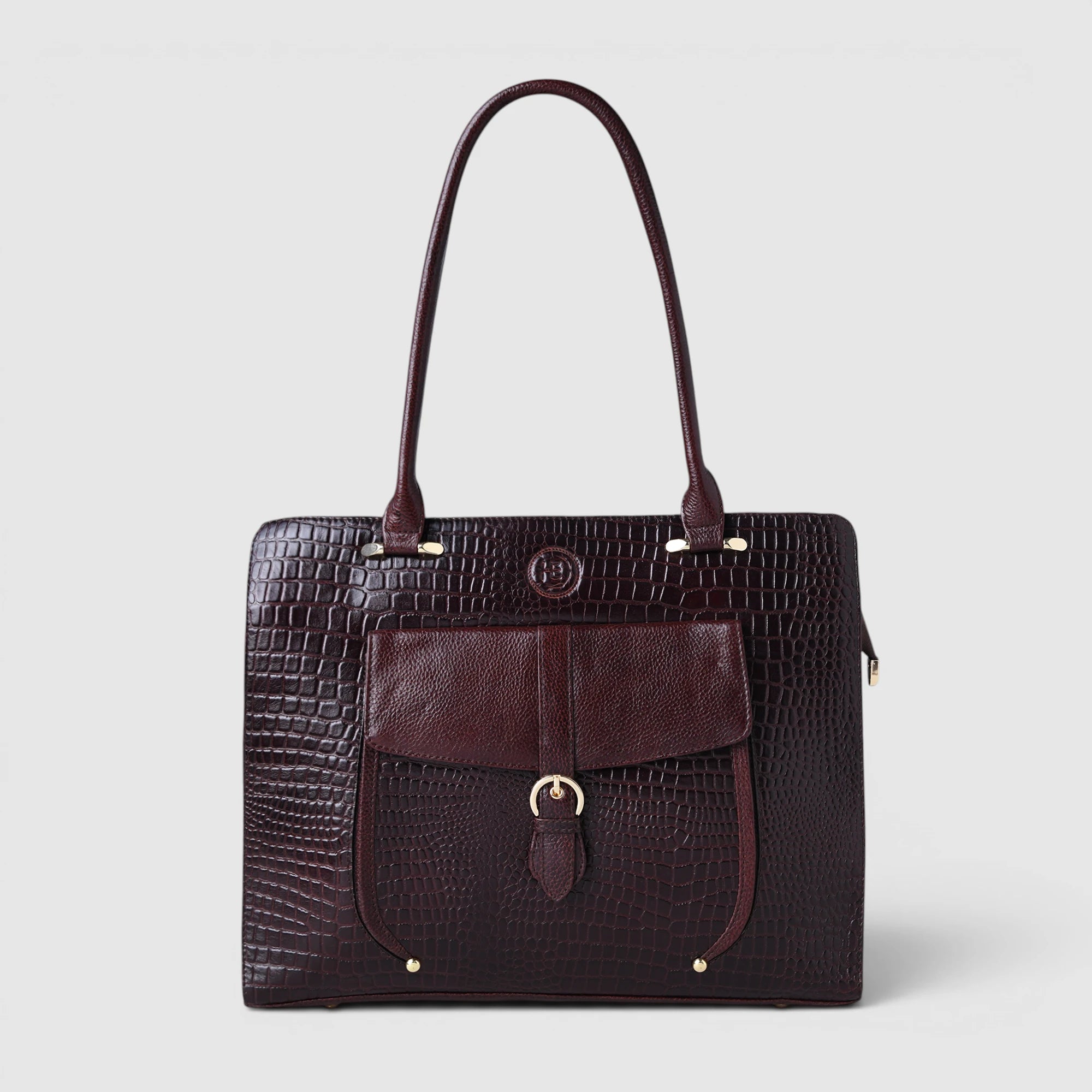 Verona Croco Office Tote - Expresso Brown