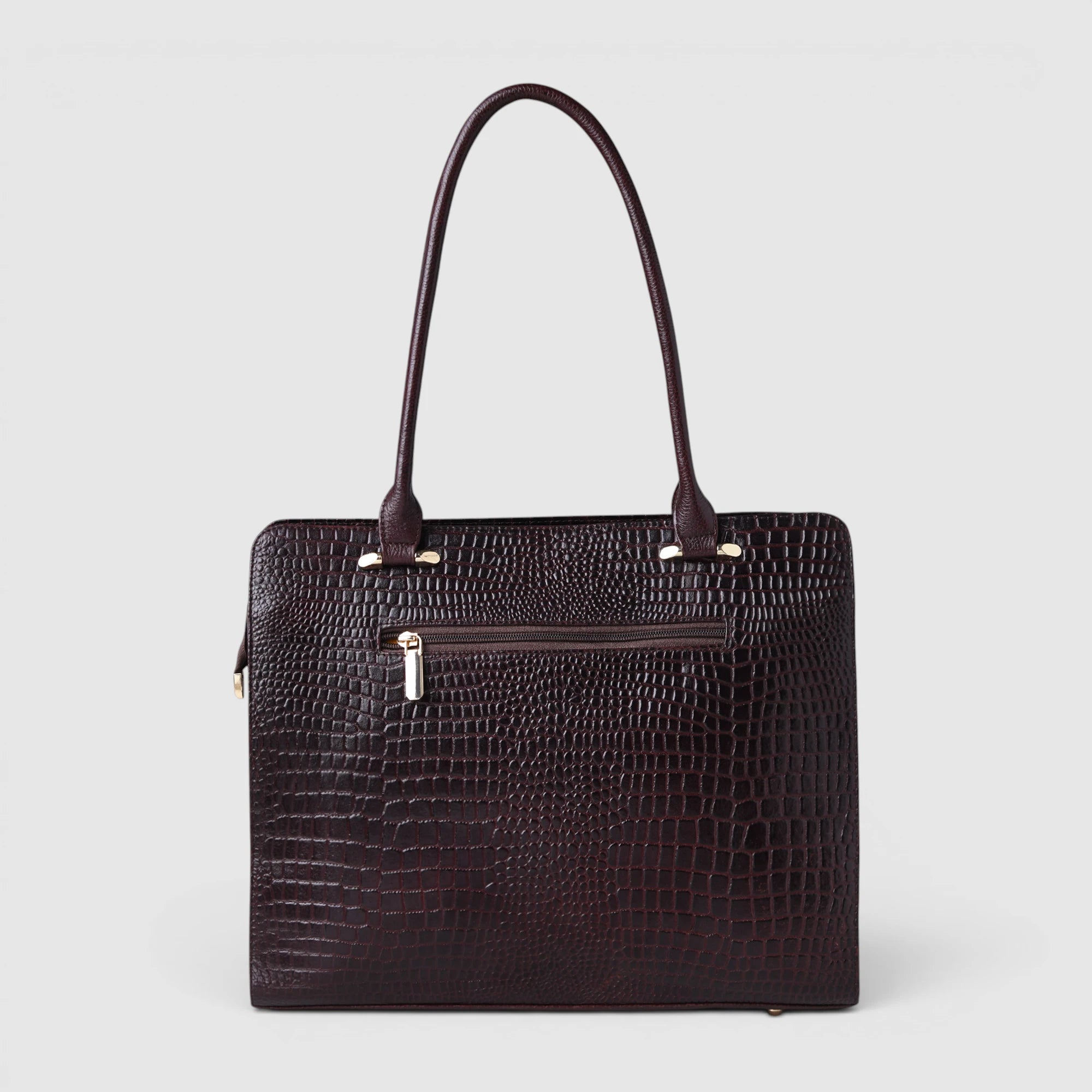 Verona Croco Office Tote - Expresso Brown