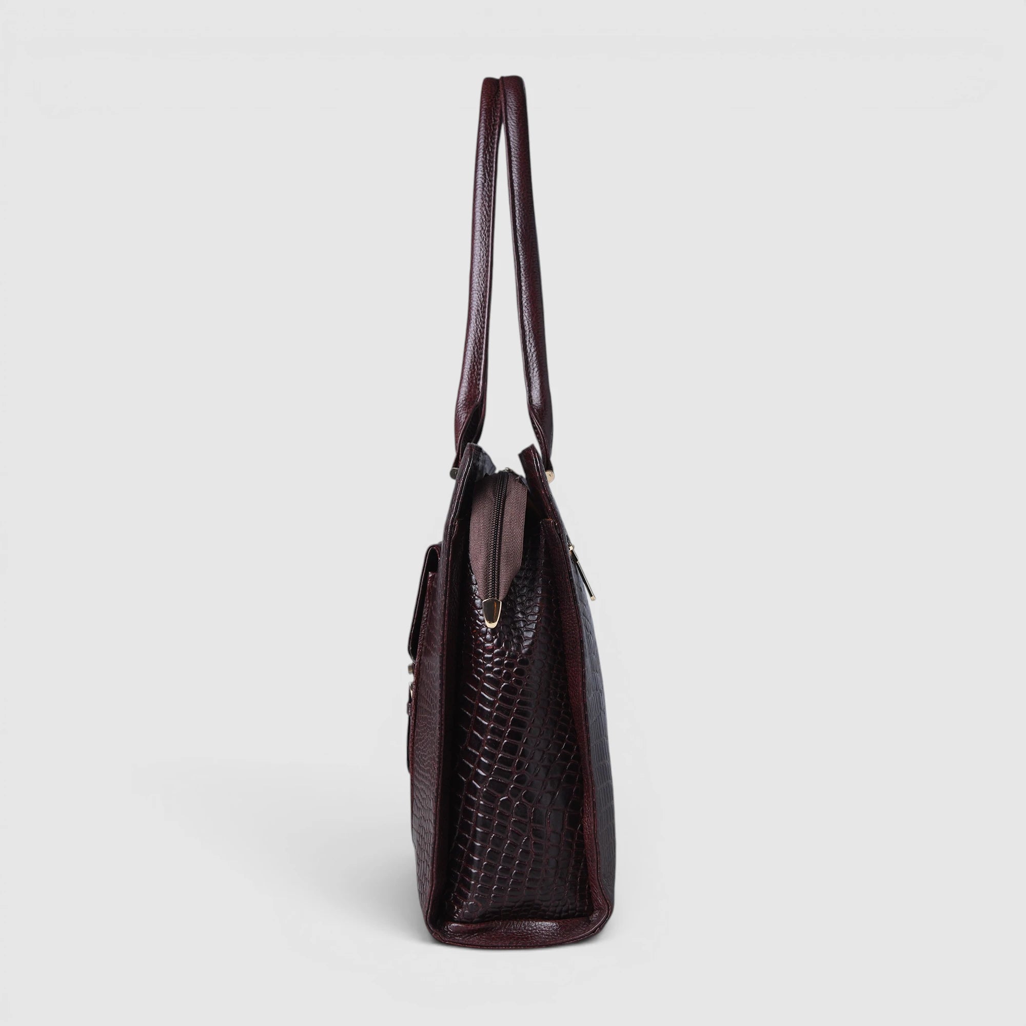 Verona Croco Office Tote - Expresso Brown