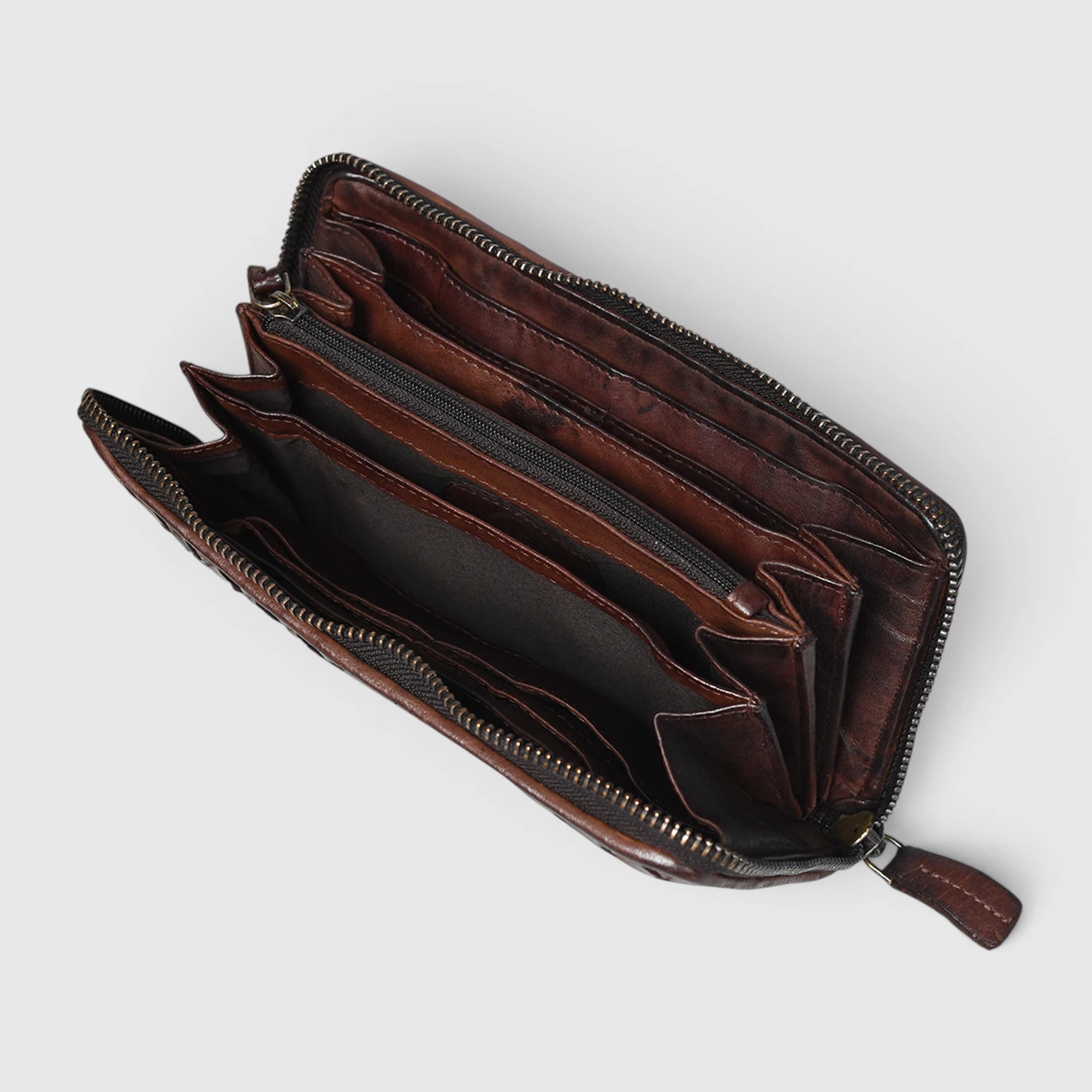 Aurelian Woven Zip Wallet – Espresso Brown