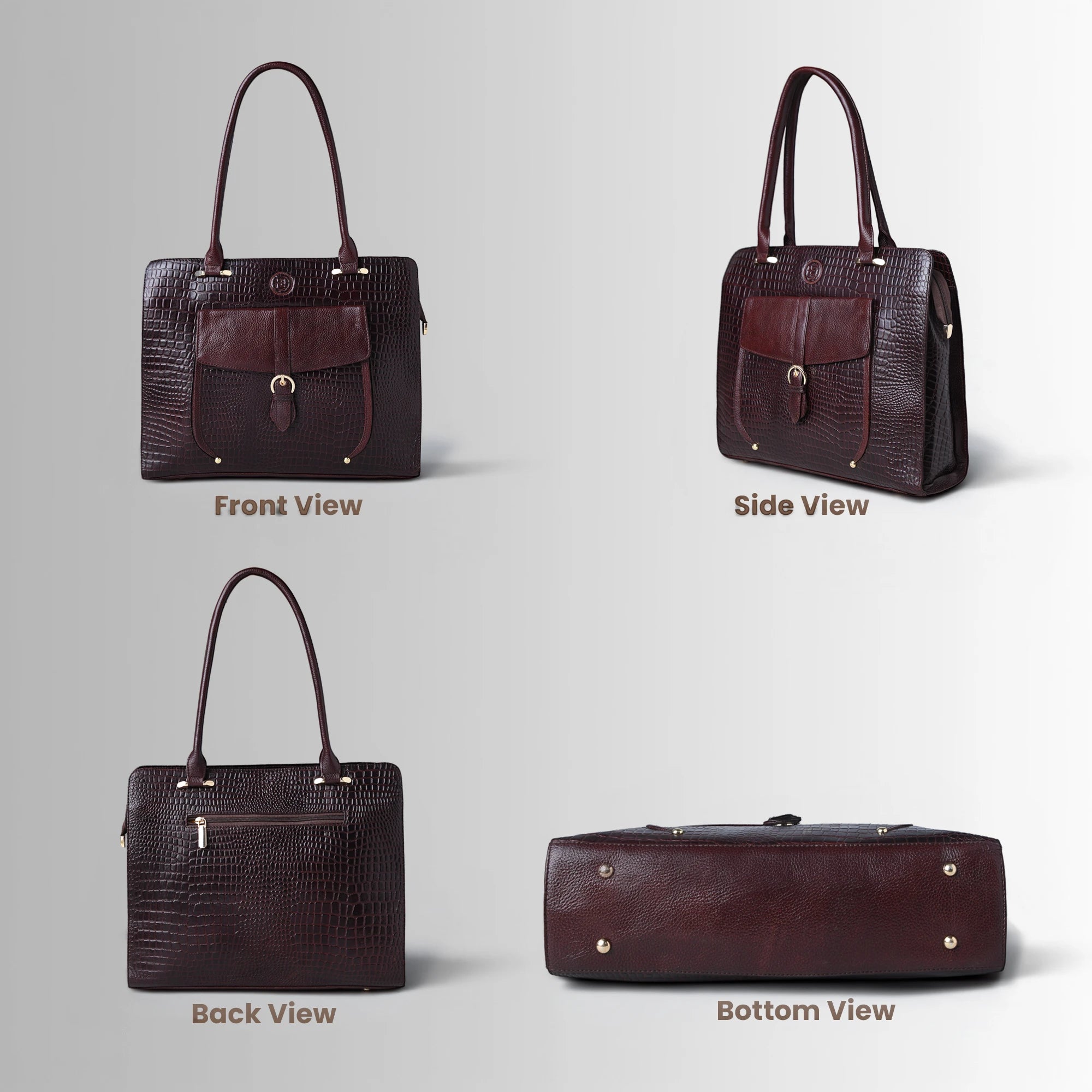 Verona Croco Office Tote - Expresso Brown