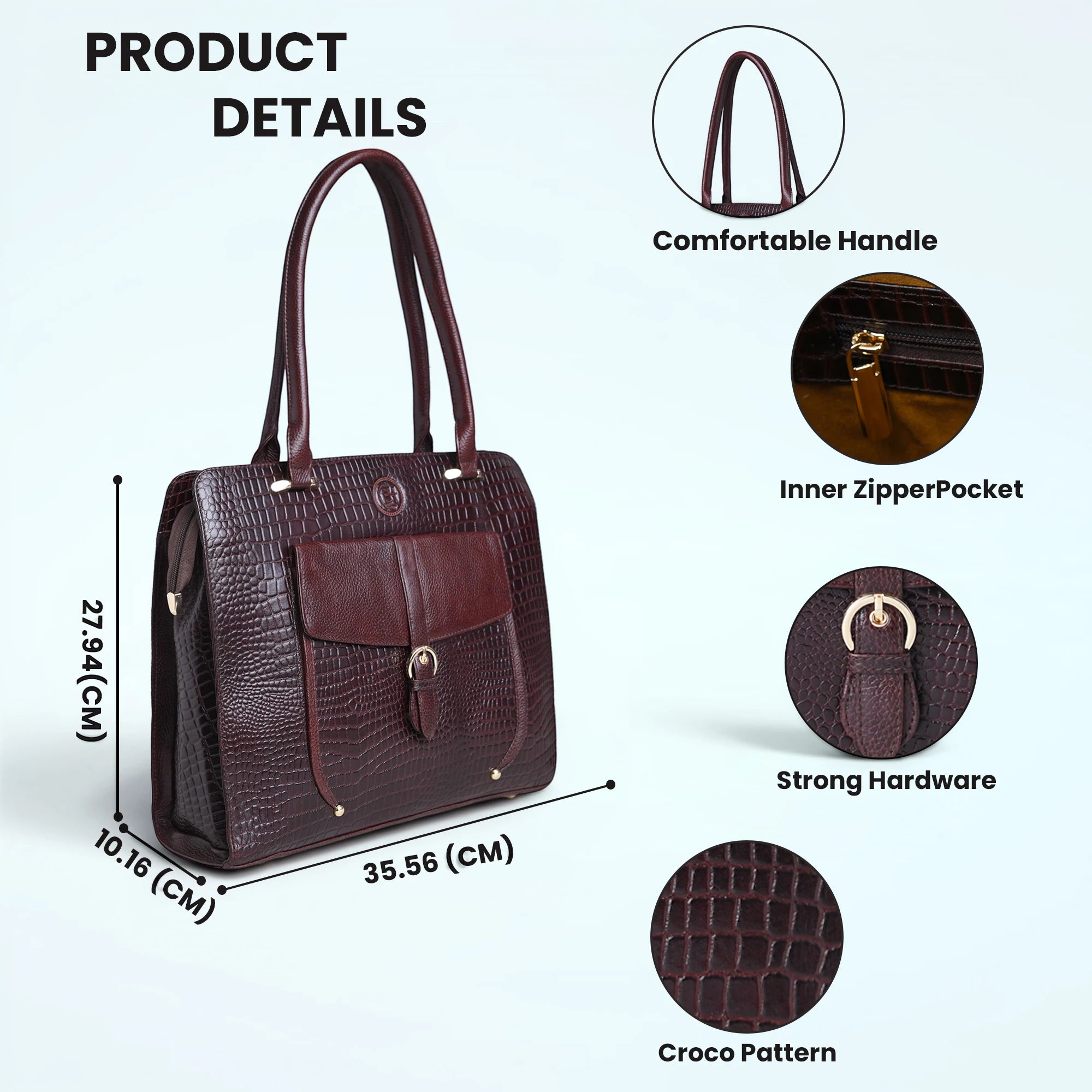 Verona Croco Office Tote - Expresso Brown