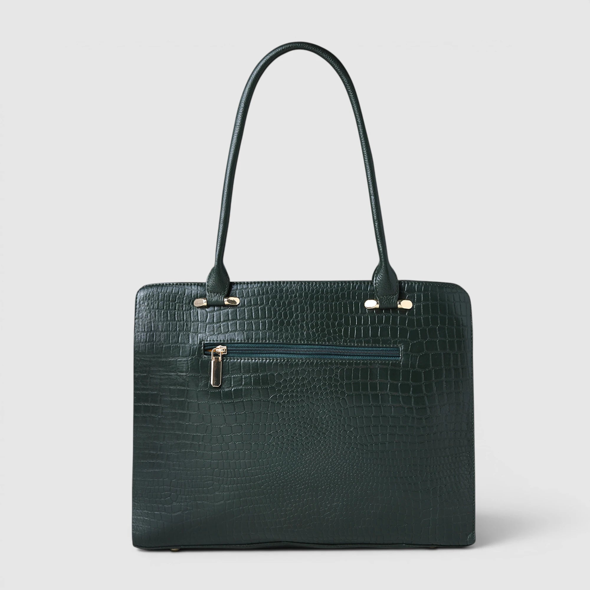 Verona Croco Office Tote - Forest Green