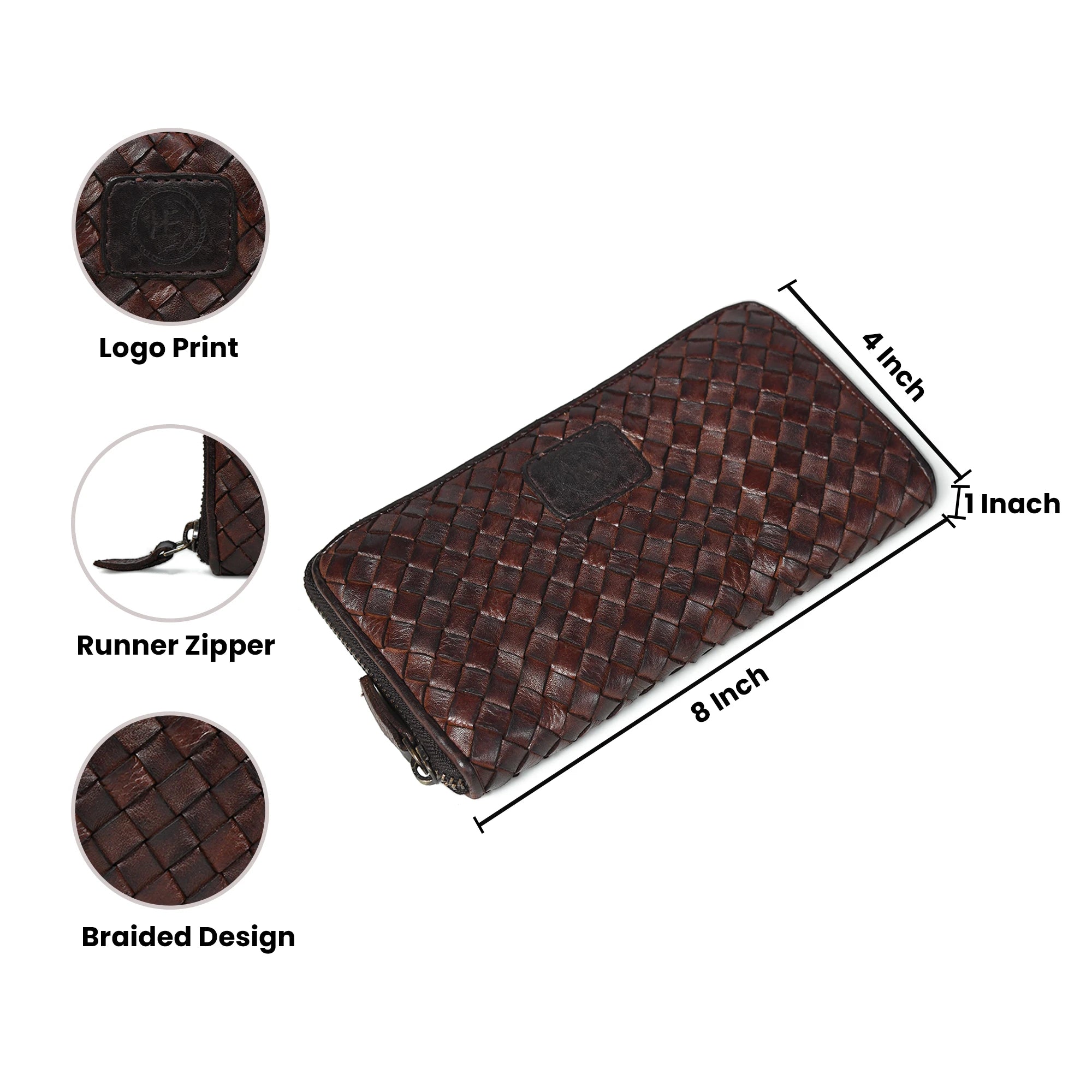 Aurelian Woven Zip Wallet – Espresso Brown