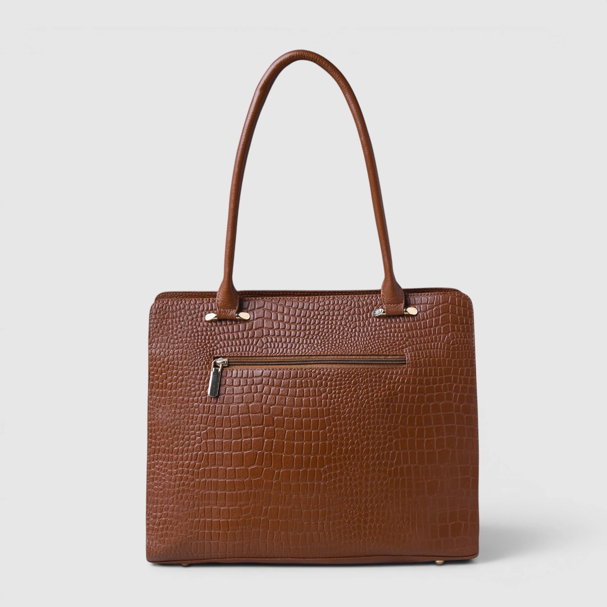 Verona Croco Office Tote - Tan color