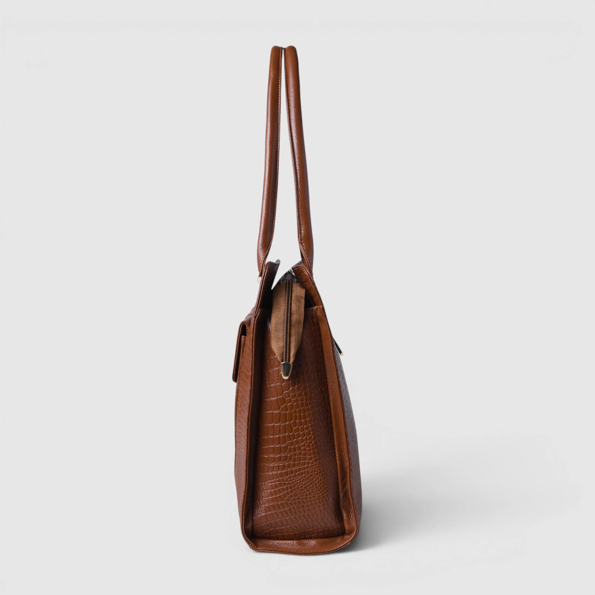Verona Croco Office Tote - Tan color