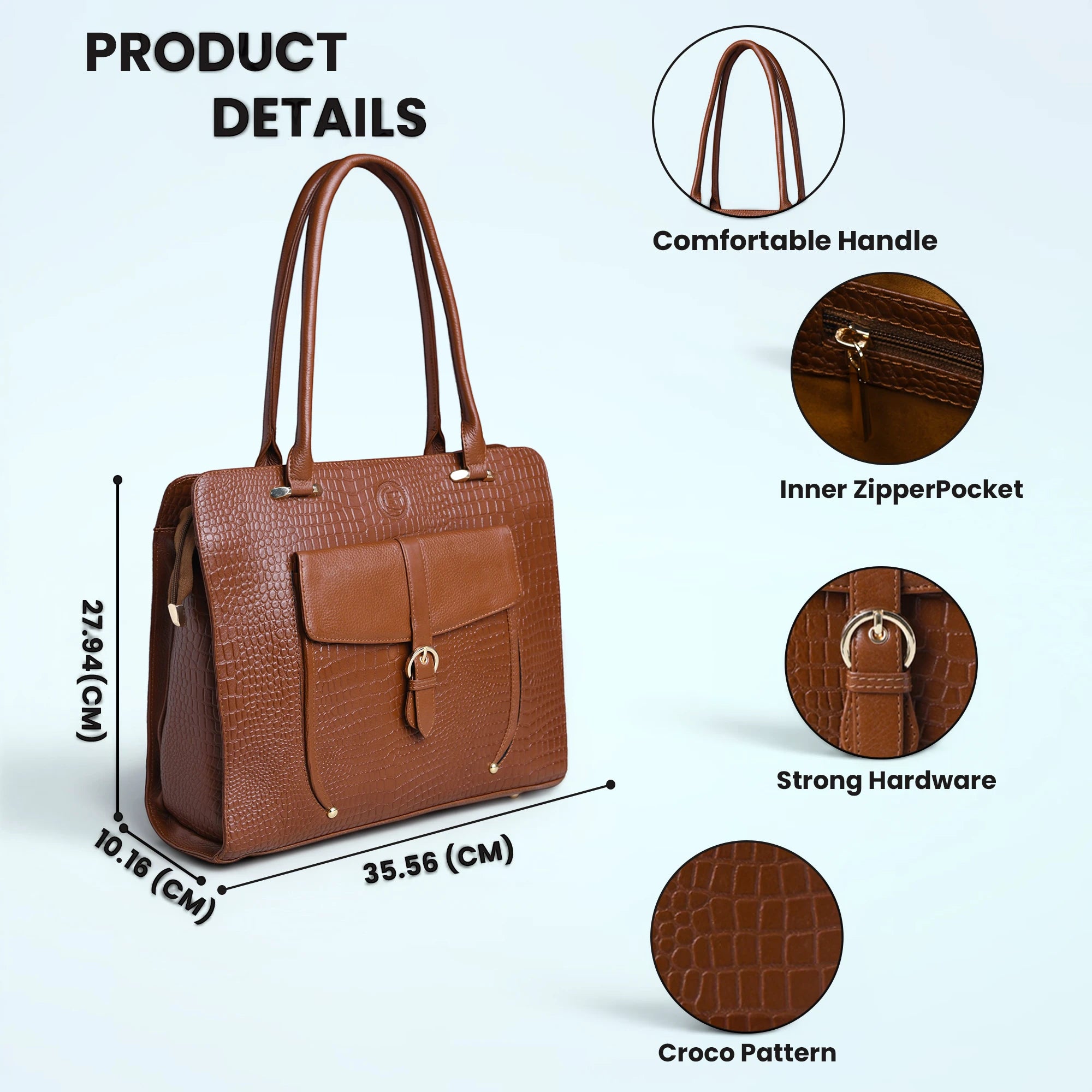 Verona Croco Office Tote - Tan color