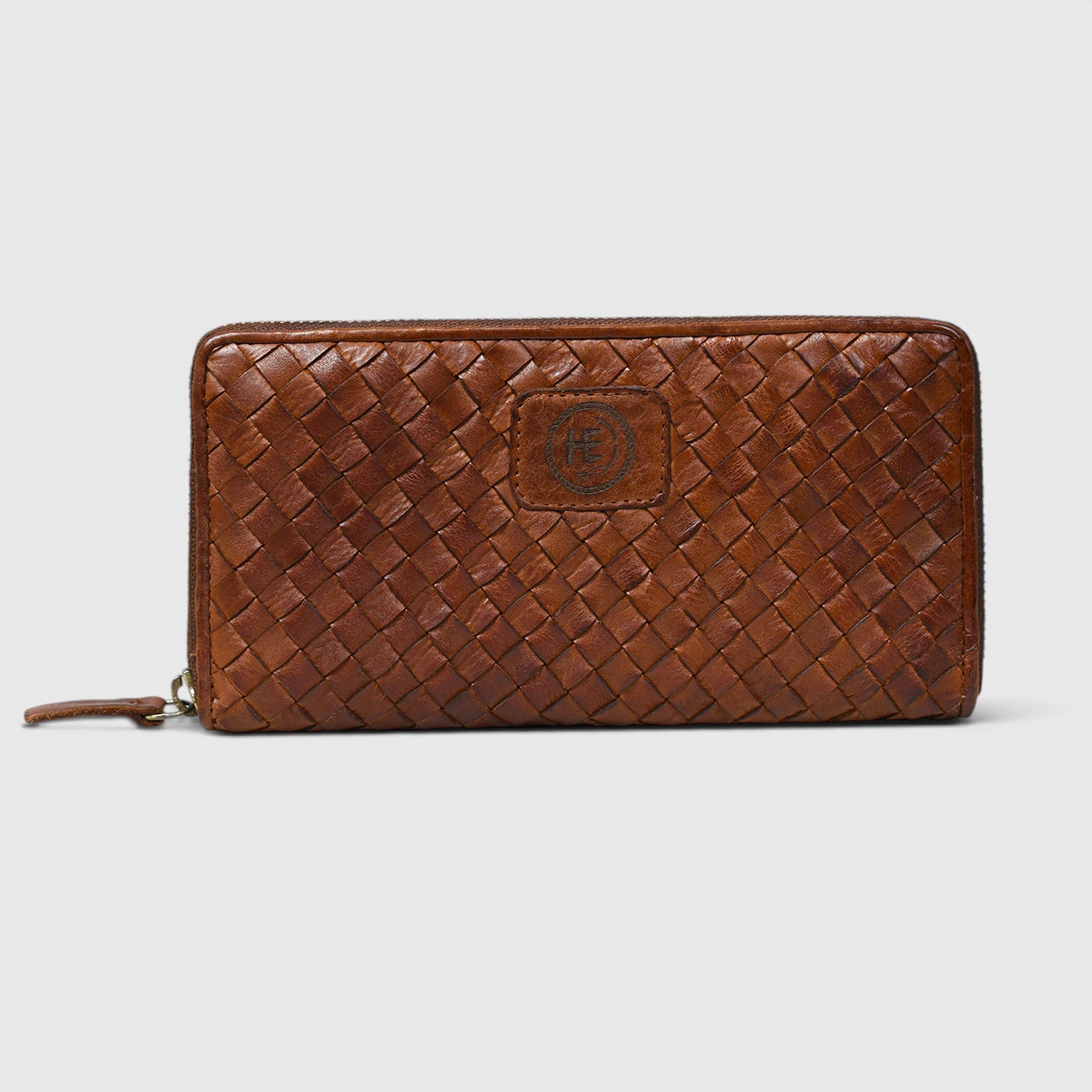 Aurelian Woven Zip Wallet – Saddle Tan