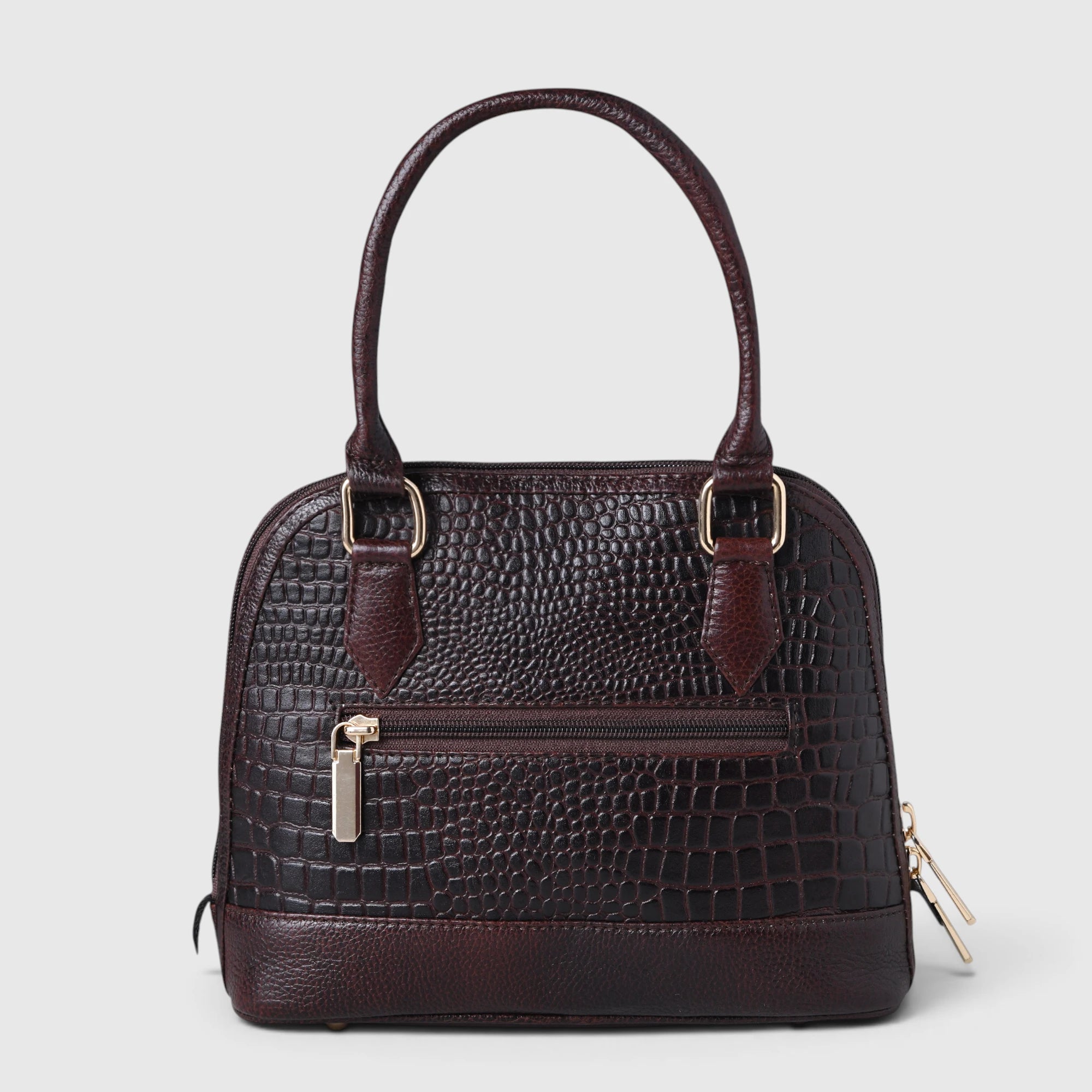 Monroe Croco Leather Satchel - Espresso Brown