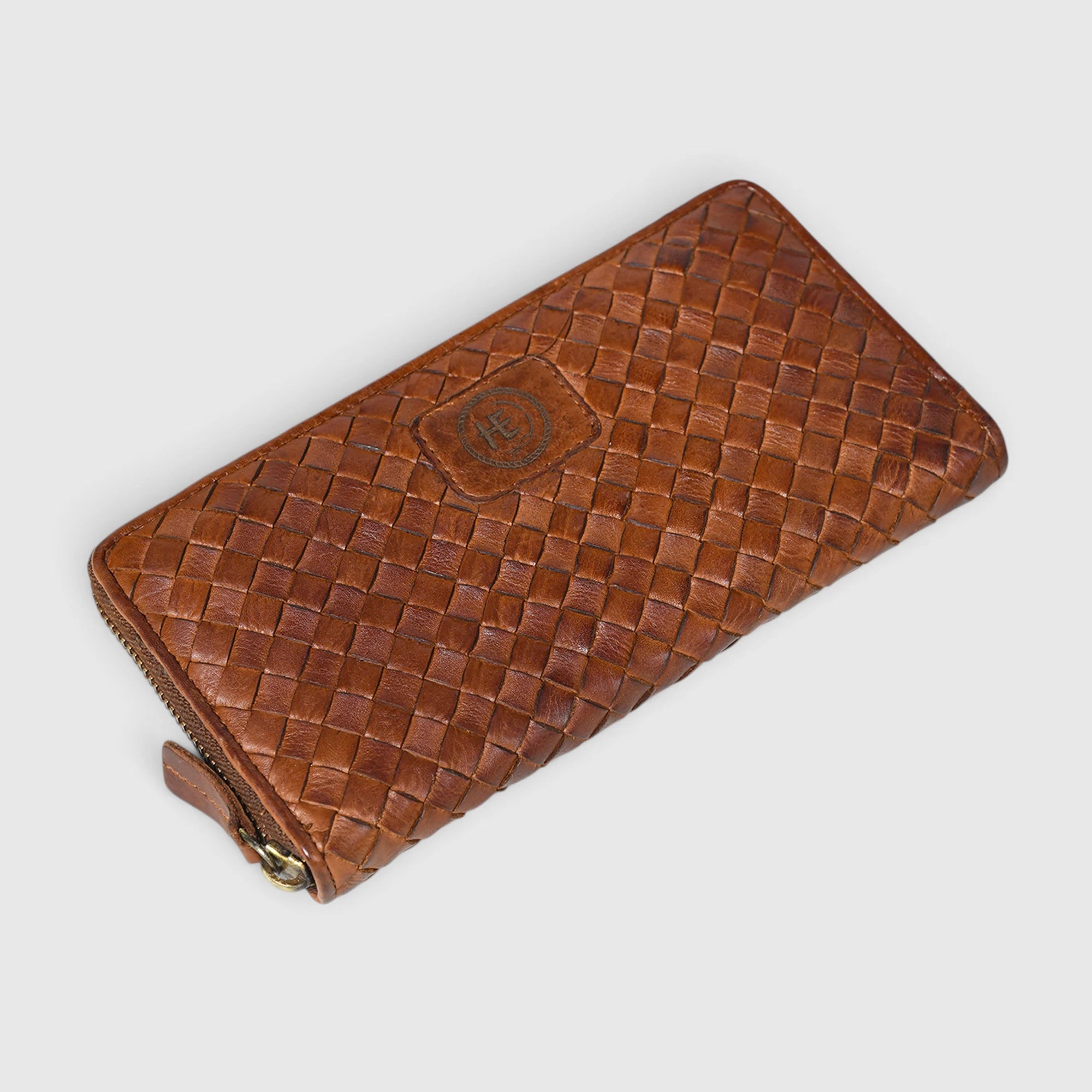 Aurelian Woven Zip Wallet – Saddle Tan