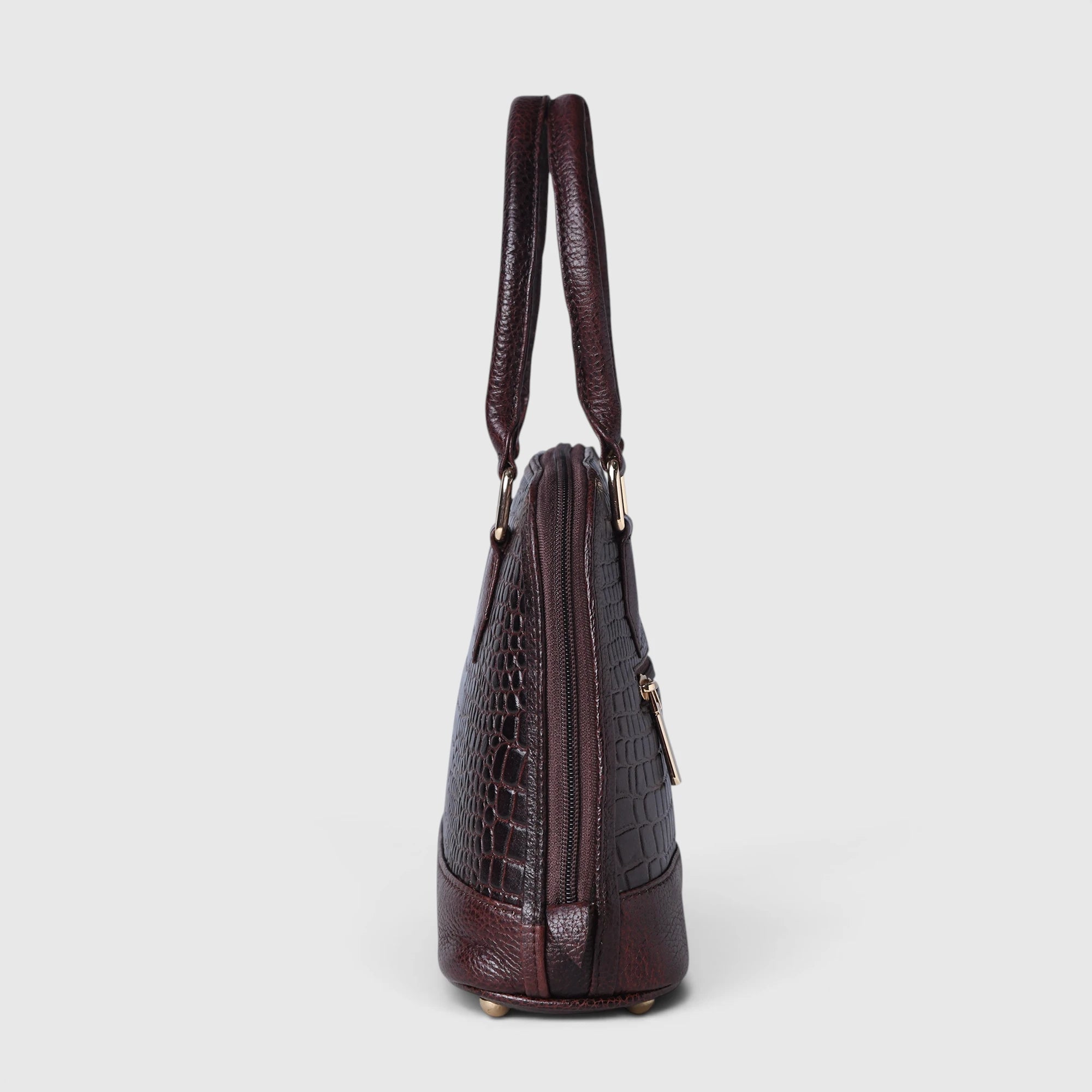 Monroe Croco Leather Satchel - Espresso Brown