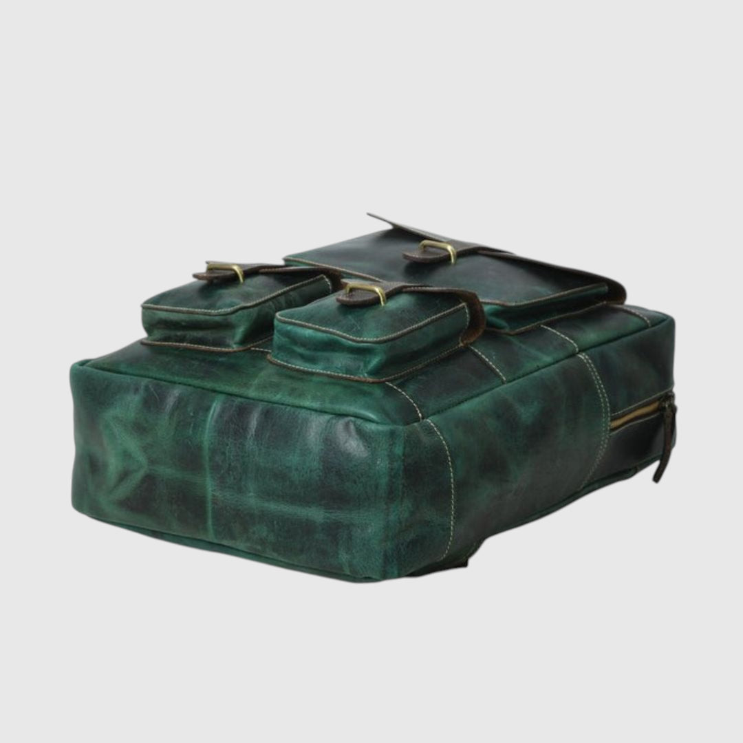 Hestore TerraLux Leather Backpack - Rich Green