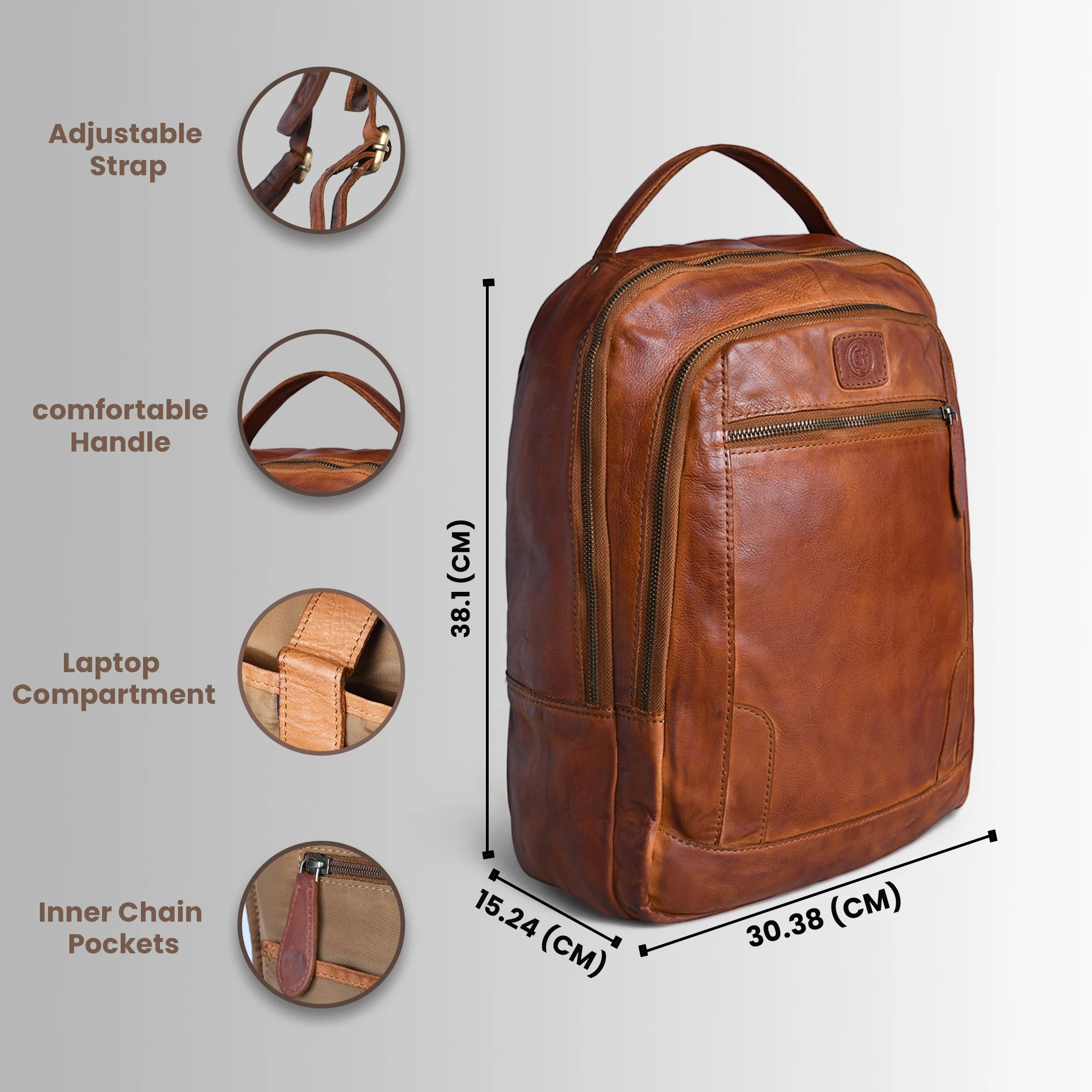 Hestern Trailmark Leather Backpack – Tan color