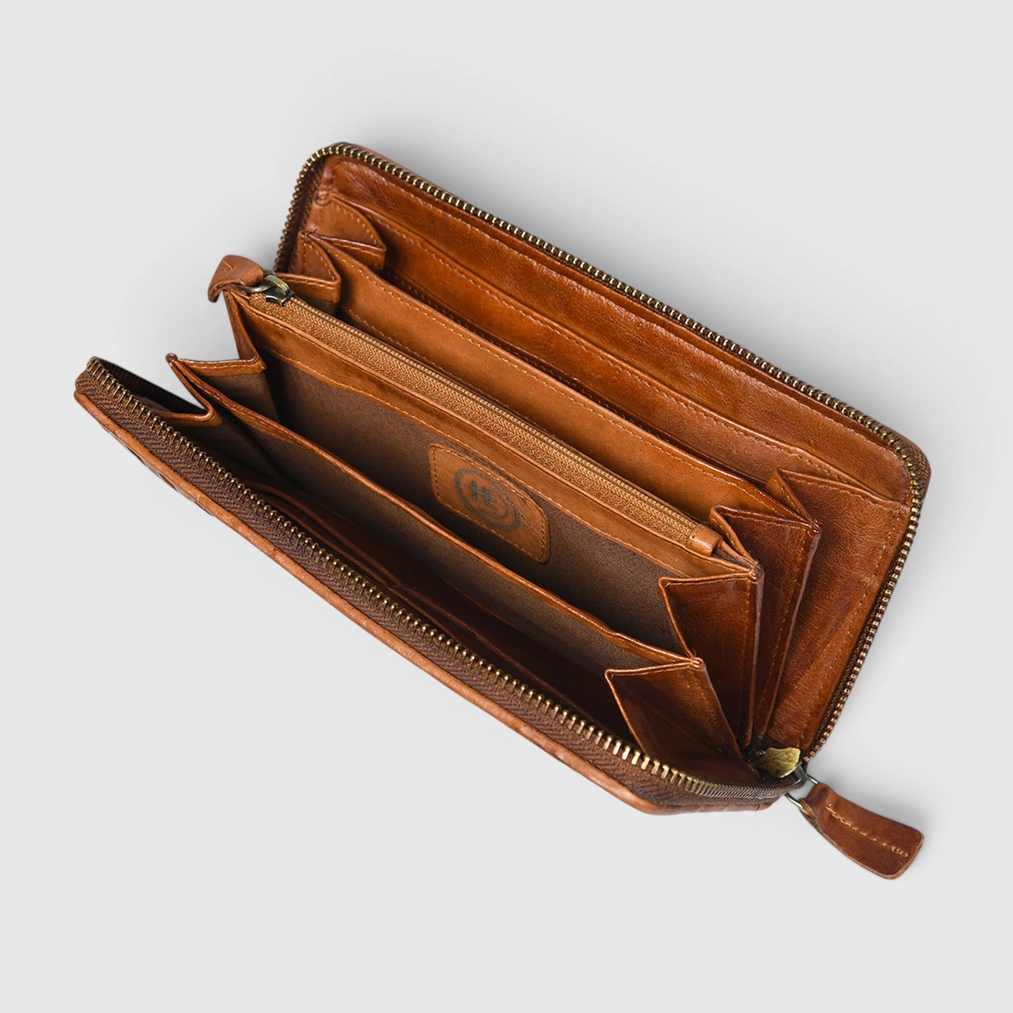 Aurelian Woven Zip Wallet – Saddle Tan