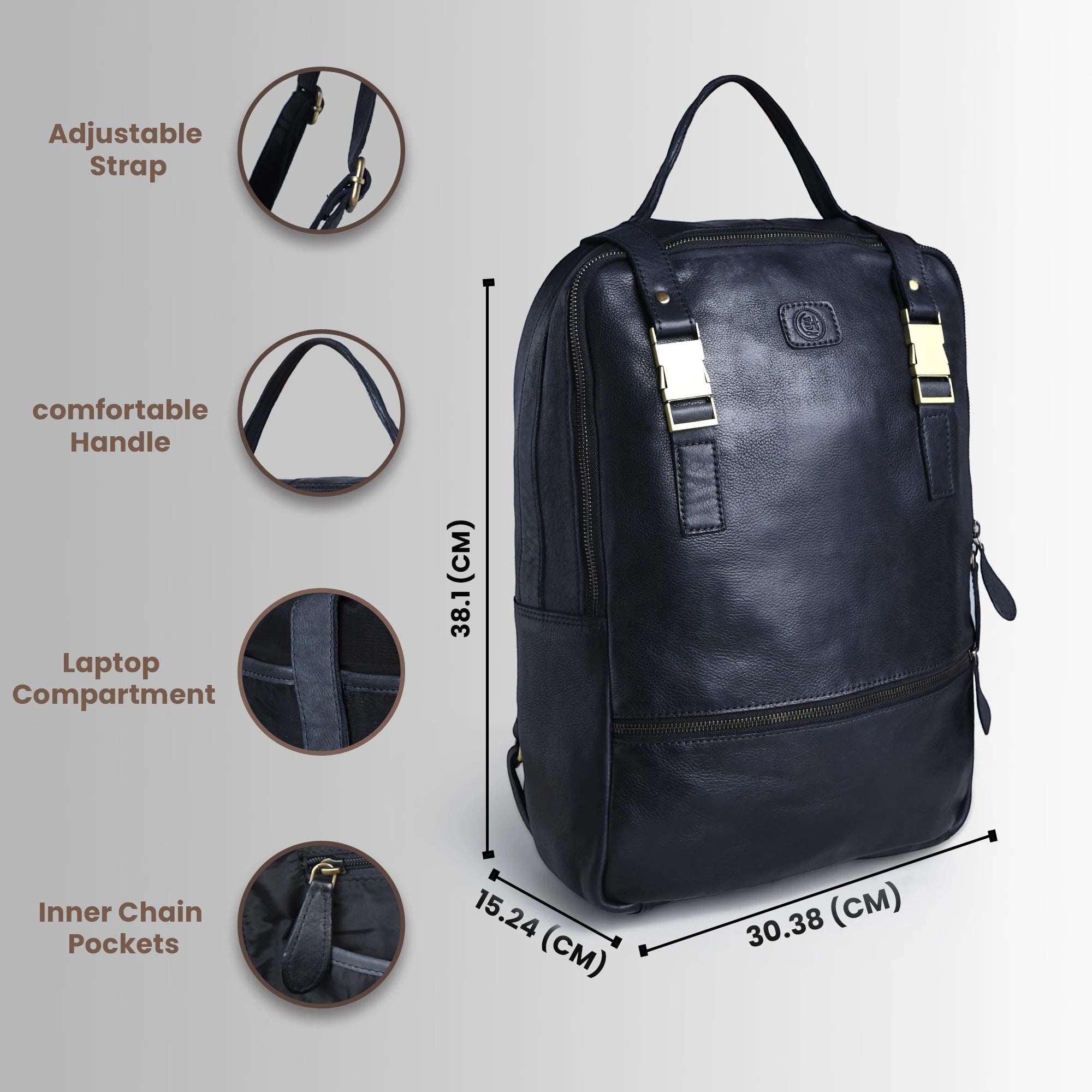 Oakridge Leather Backpack – Classic Black
