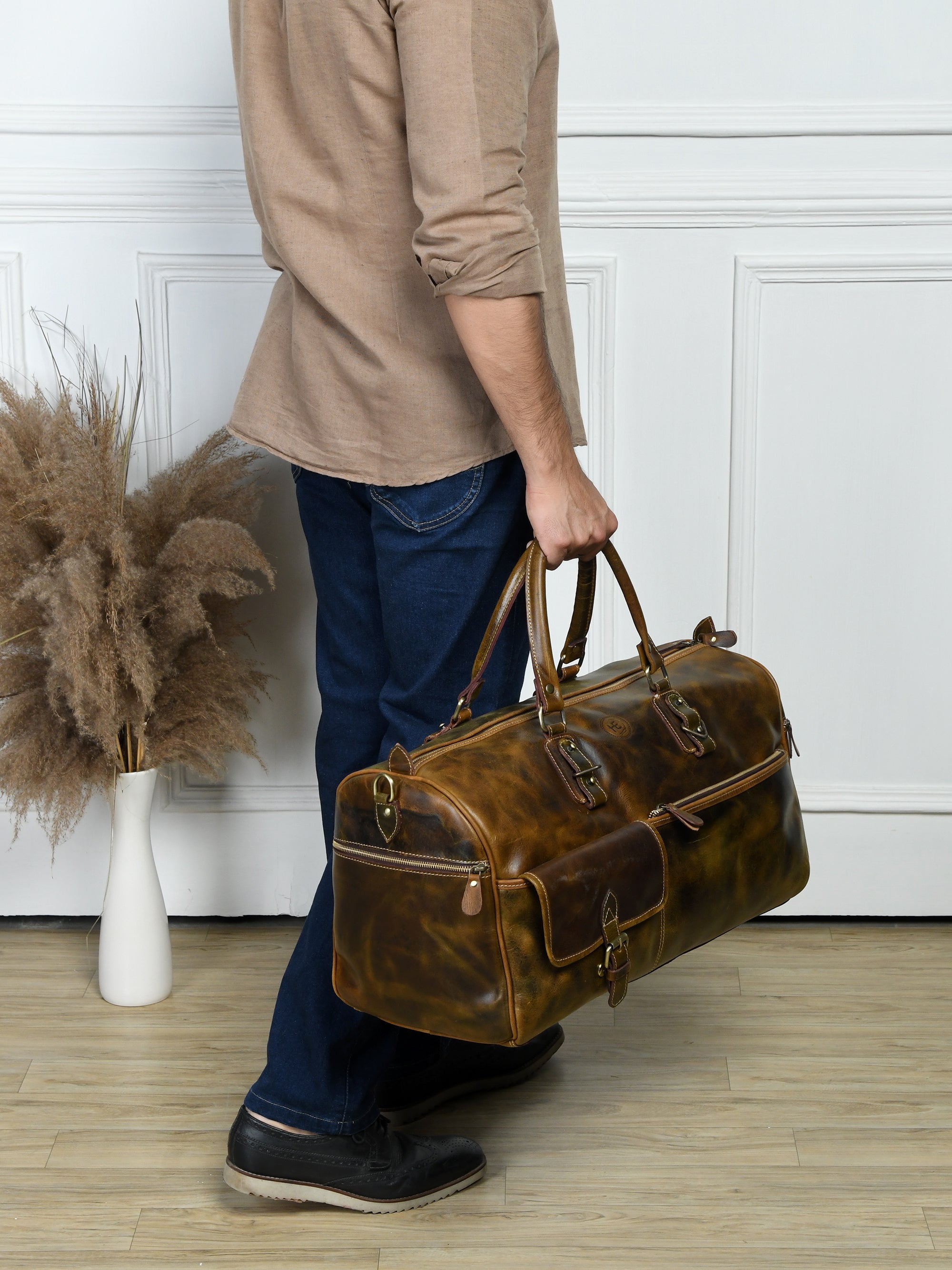 The Odyssey Leather Travel Duffle - Brown Colour