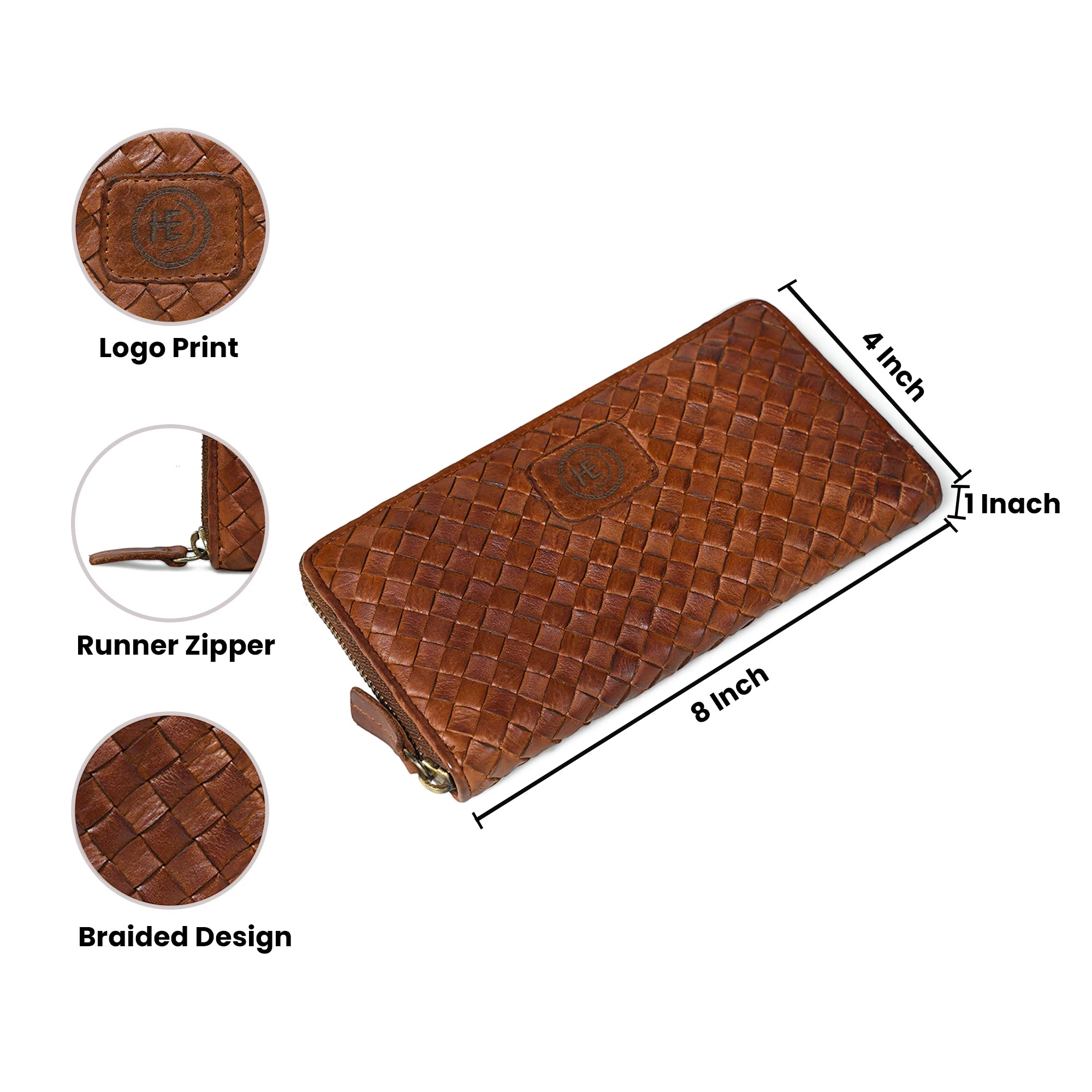 Aurelian Woven Zip Wallet – Saddle Tan