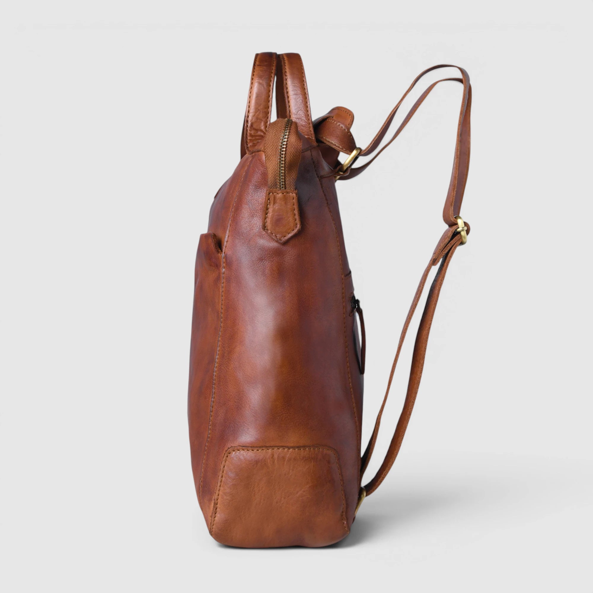 Siena Convertible Leather Backpack – Saddle Tan