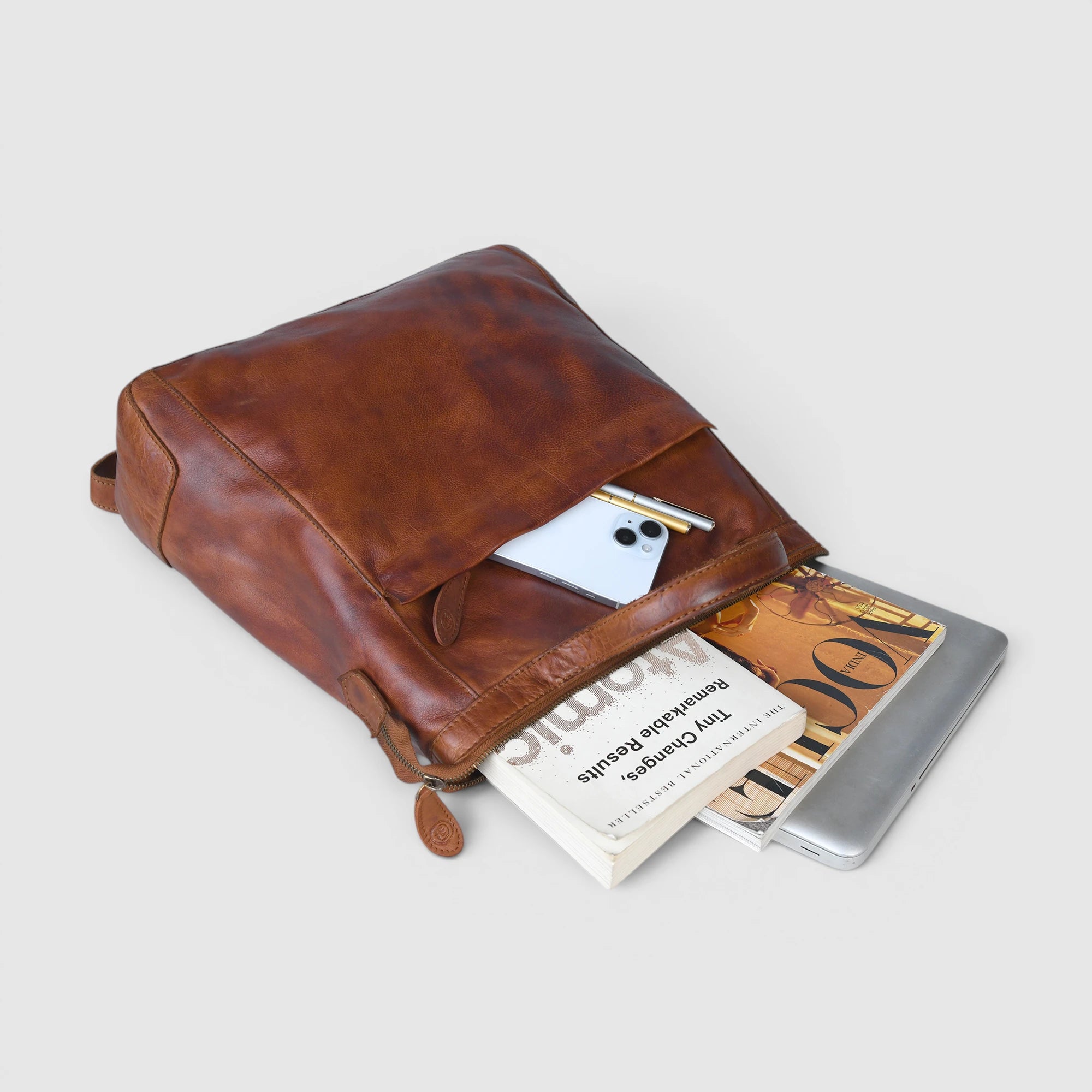 Siena Convertible Leather Backpack – Saddle Tan