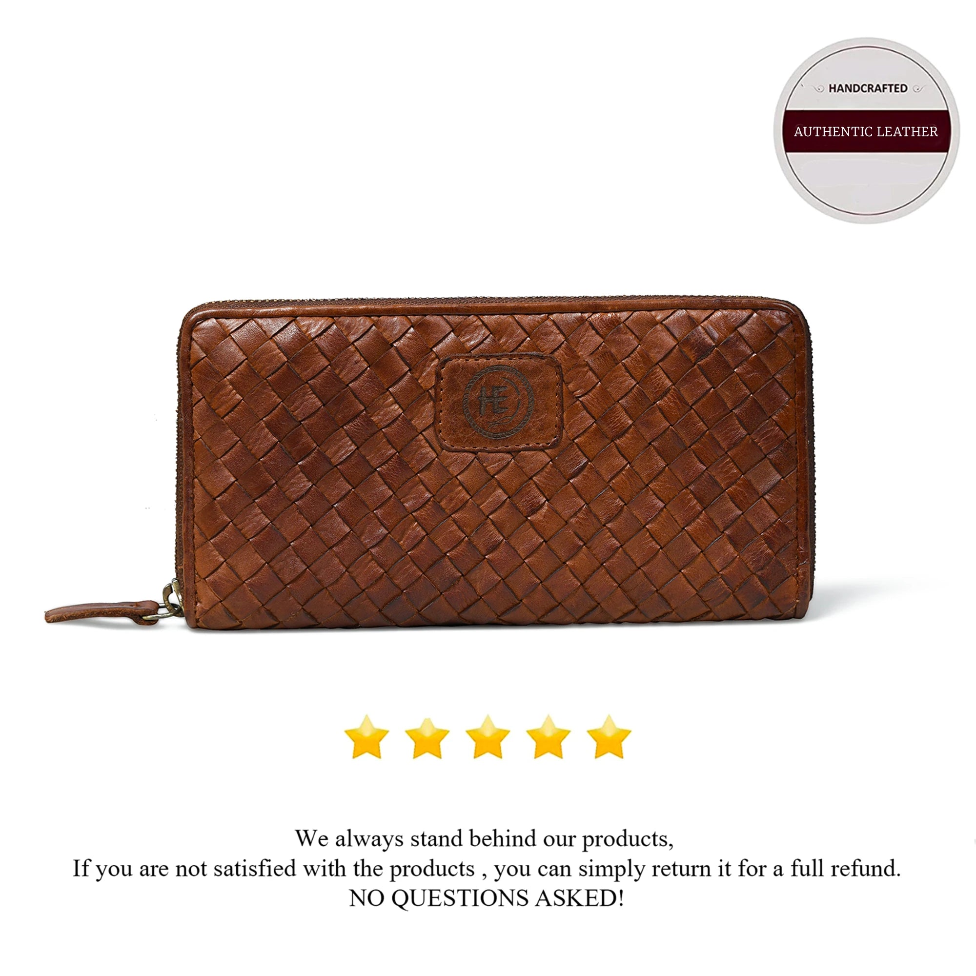 Aurelian Woven Zip Wallet – Saddle Tan