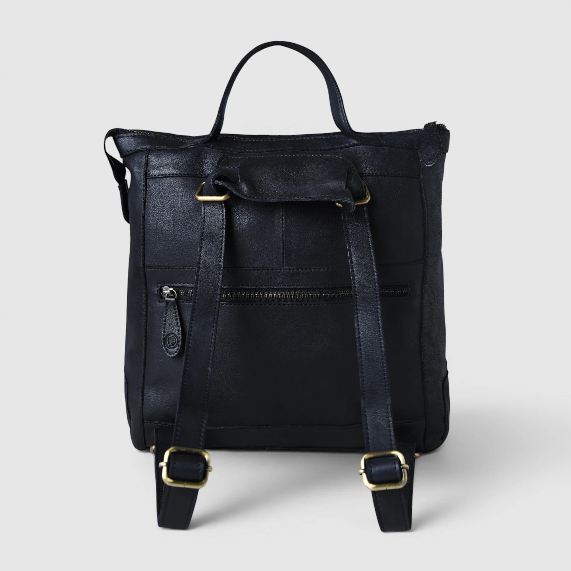 Siena Convertible Leather Backpack  – Black