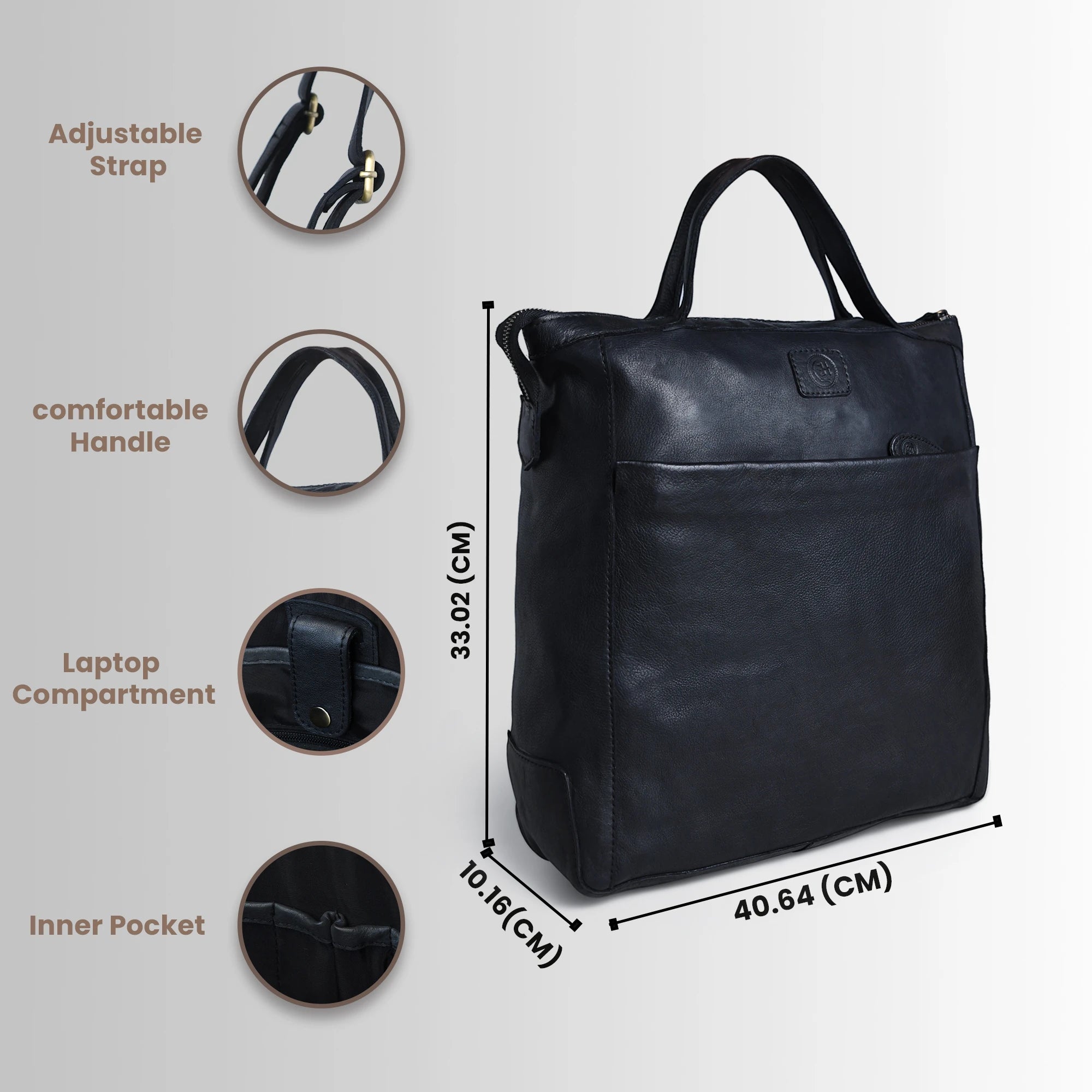 Siena Convertible Leather Backpack  – Black