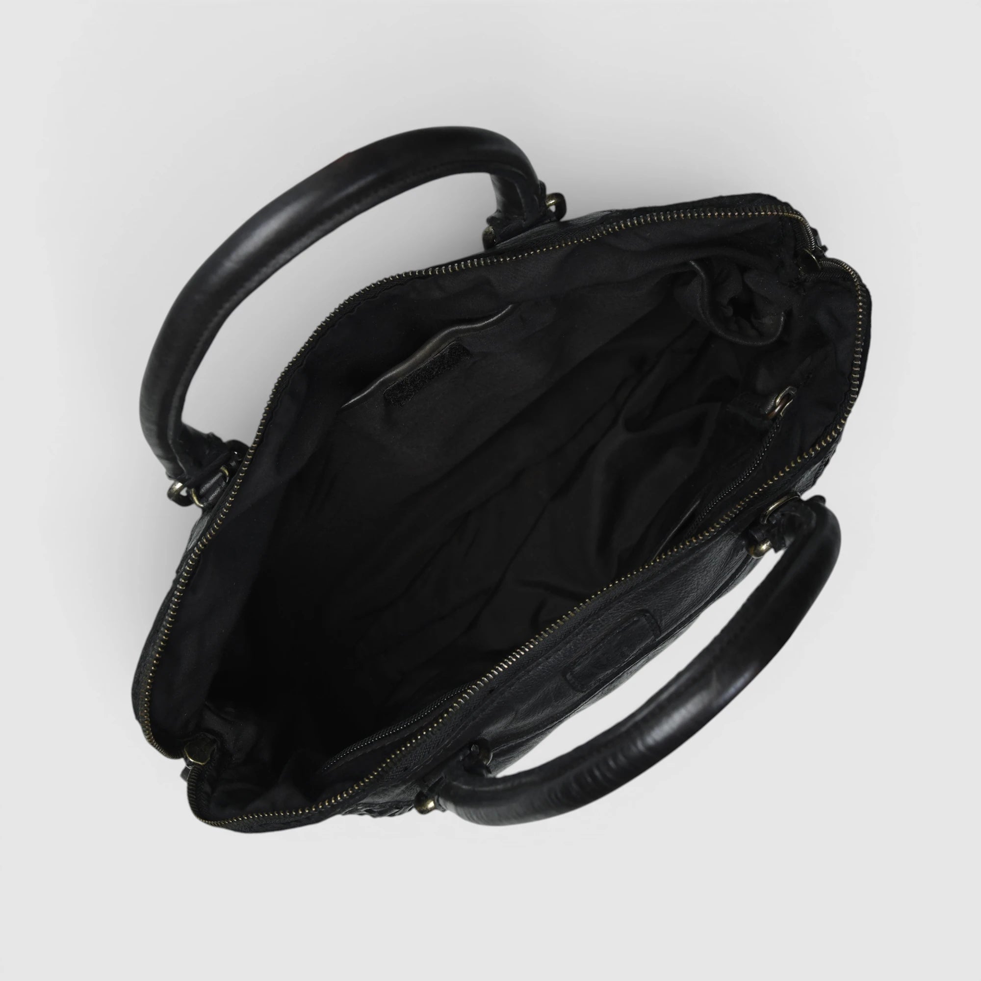Verona Woven Leather Work Tote – Black