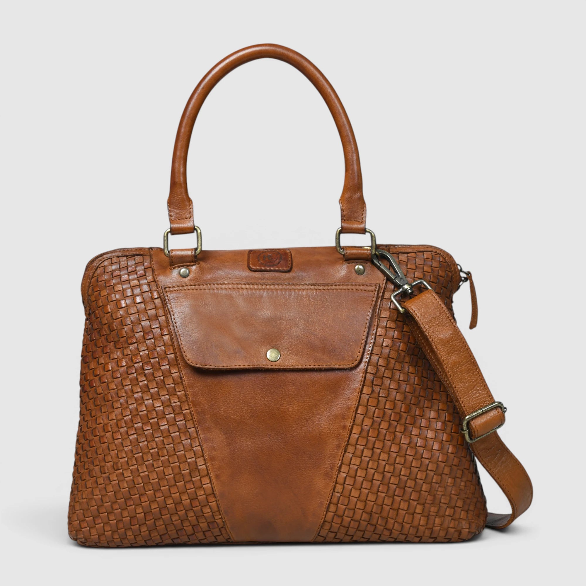 Verona Woven Leather Work Tote – Tan