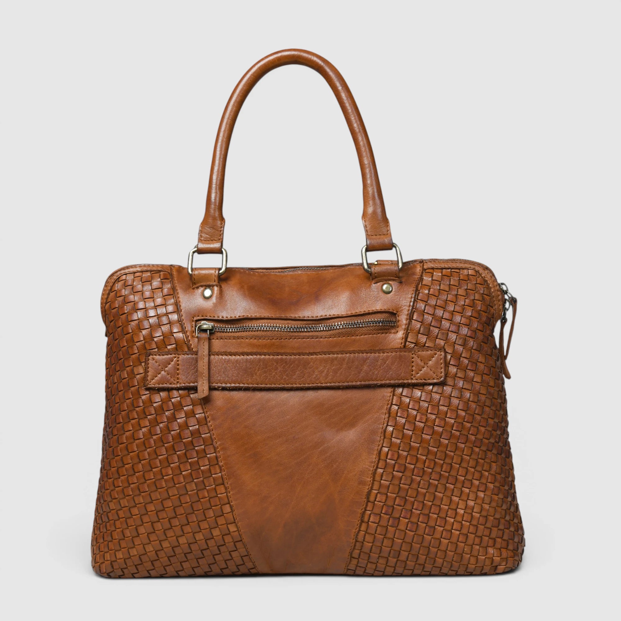 Verona Woven Leather Work Tote – Tan