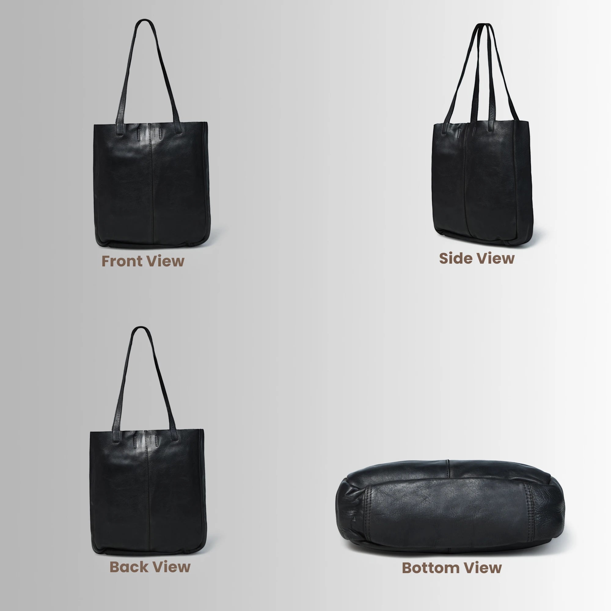 Hestore Midnight Classic Women’s Leather Tote - Black color
