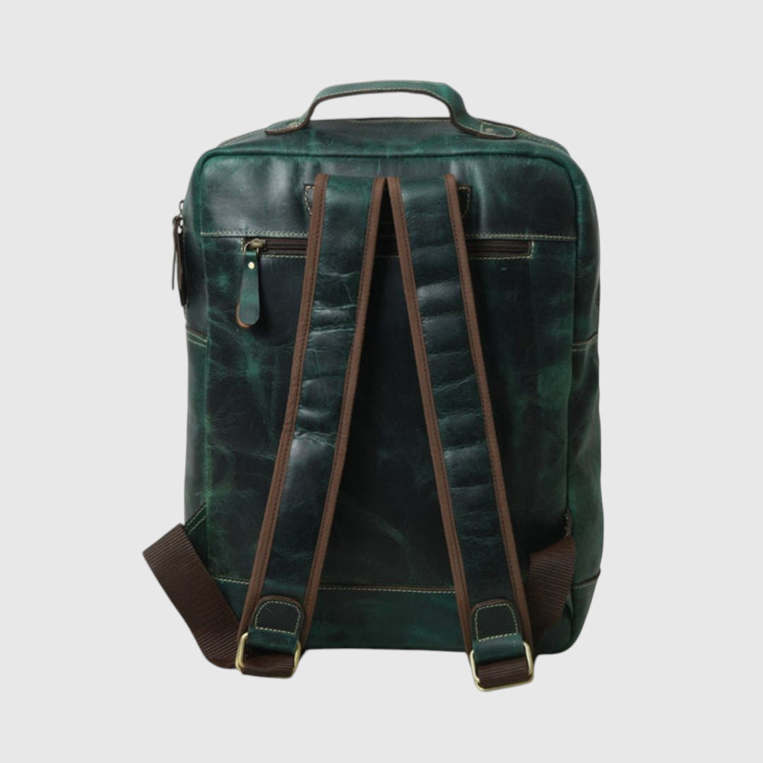 Hestore TerraLux Leather Backpack - Rich Green