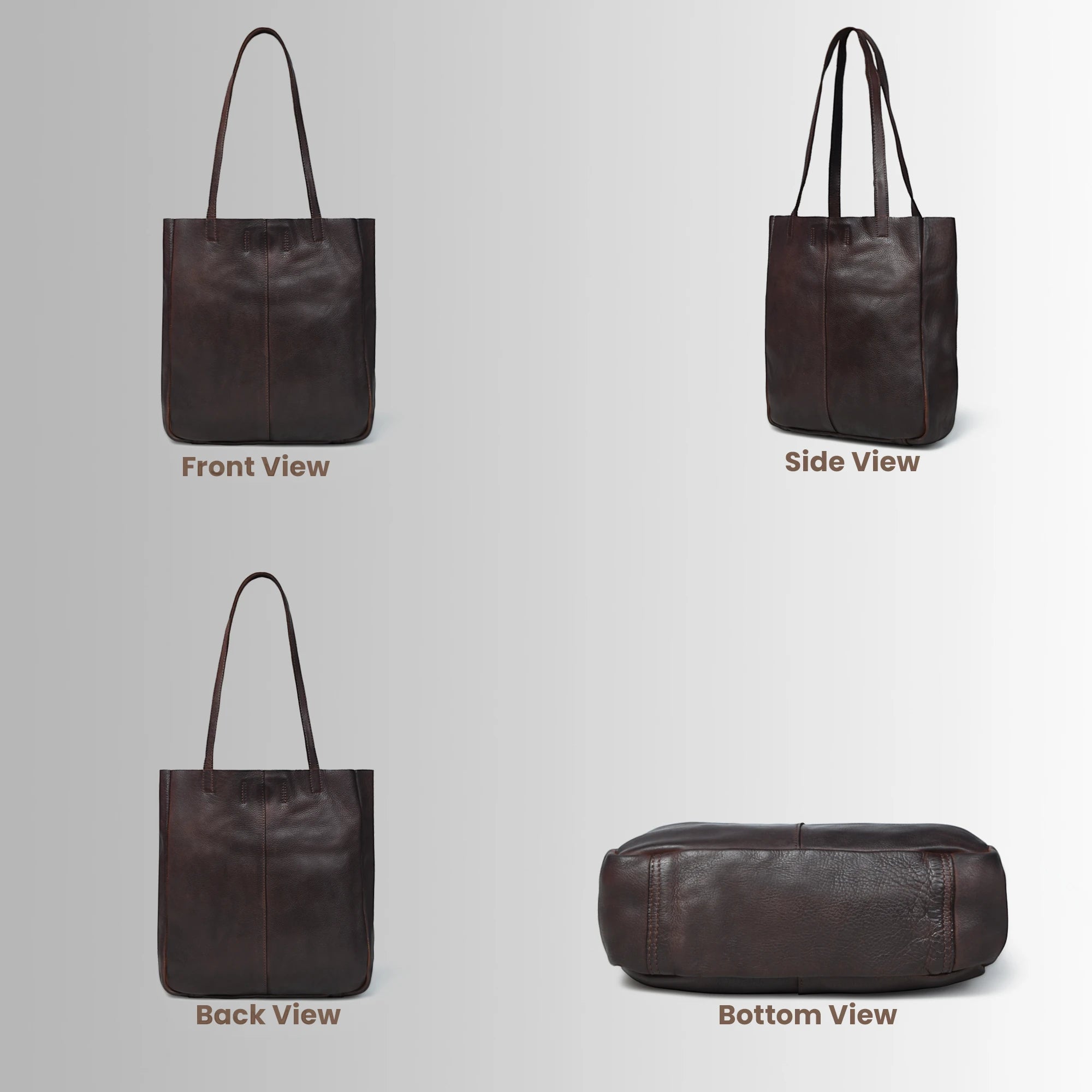 Hestore Midnight Classic Women’s Leather Tote - Expresso Brown