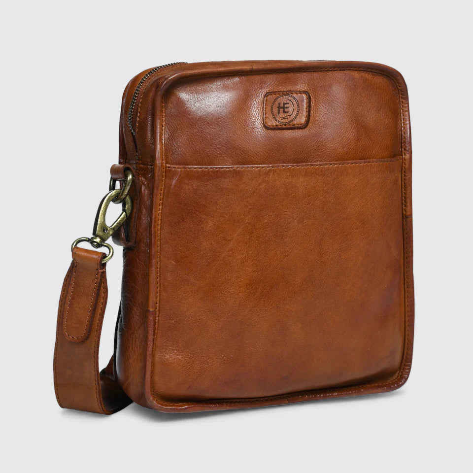 Verdant Trail Leather Sling Bag - Tan Colour