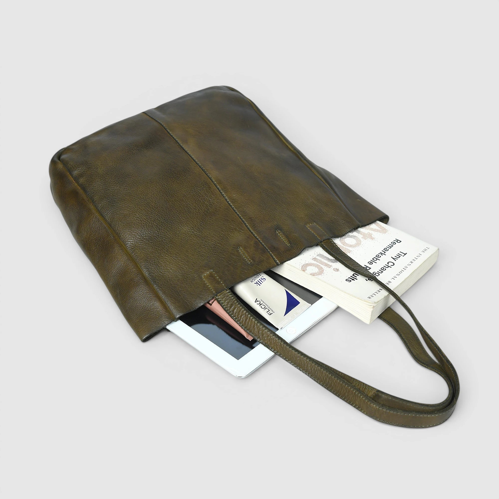 Hestore Midnight Classic Women’s Leather Tote - Forest Green