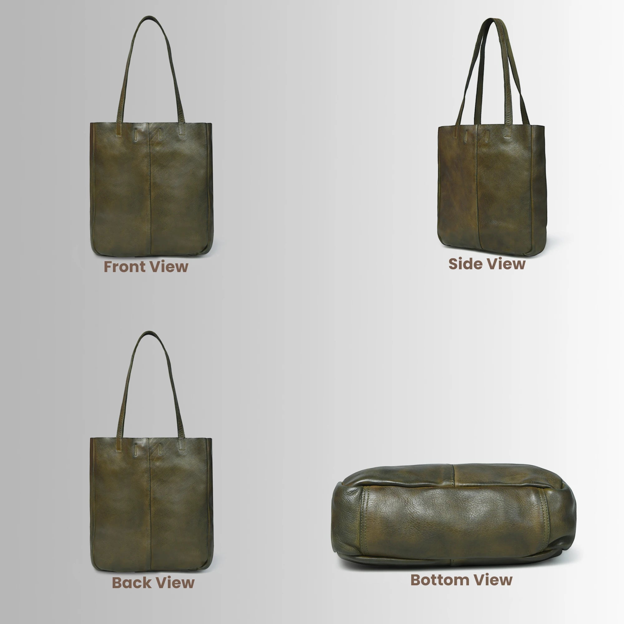 Hestore Midnight Classic Women’s Leather Tote - Forest Green
