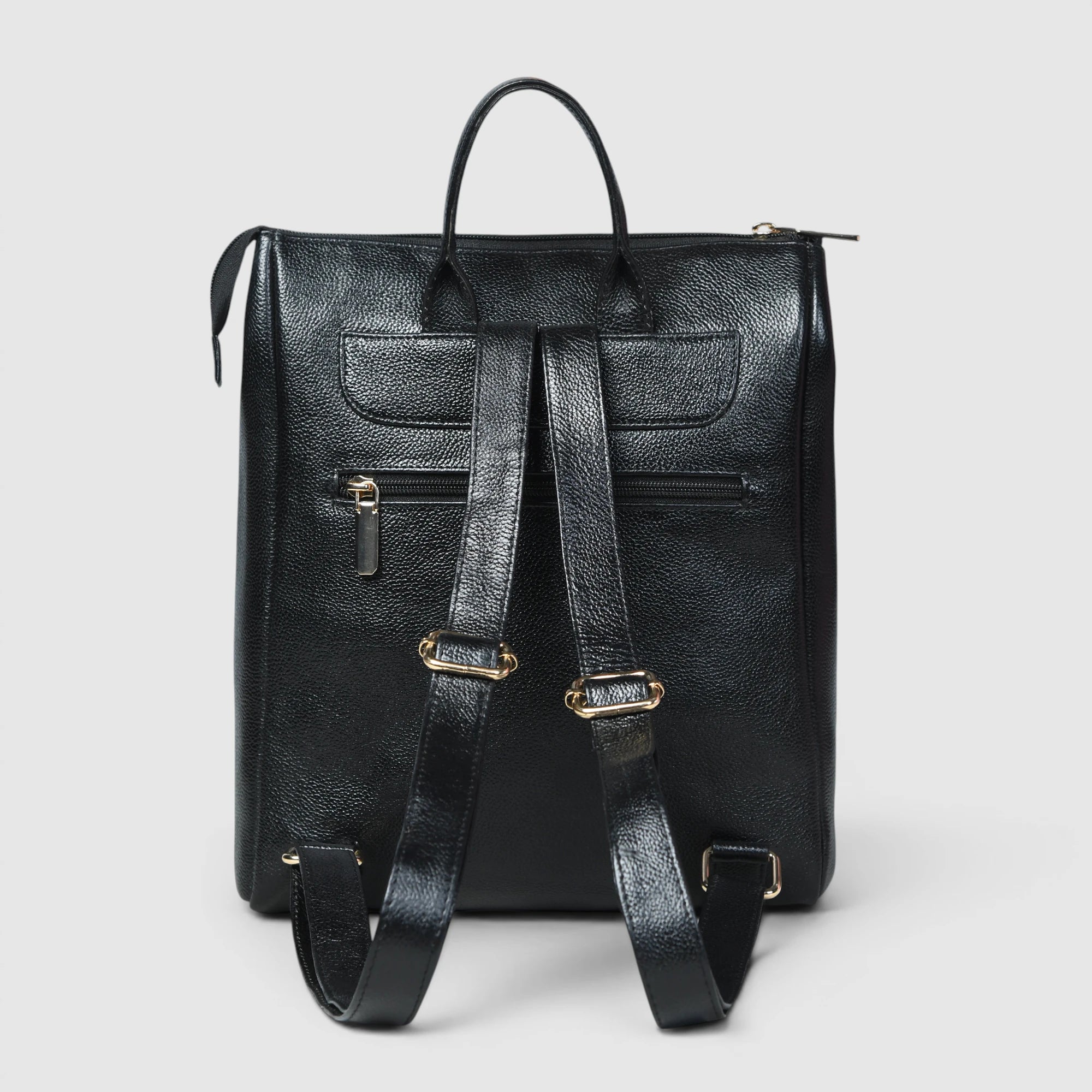 Harper Convertible Leather Backpack – Black