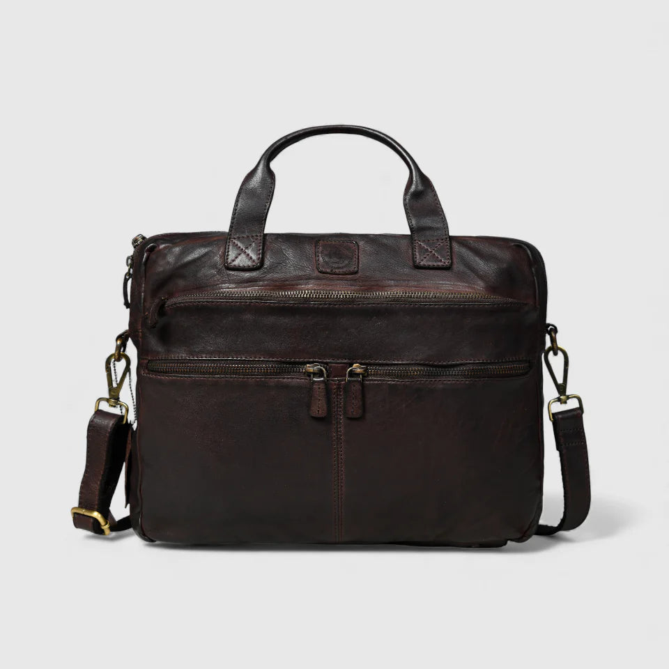 Voyager Vintage Leather Laptop Bag - Espresso brown