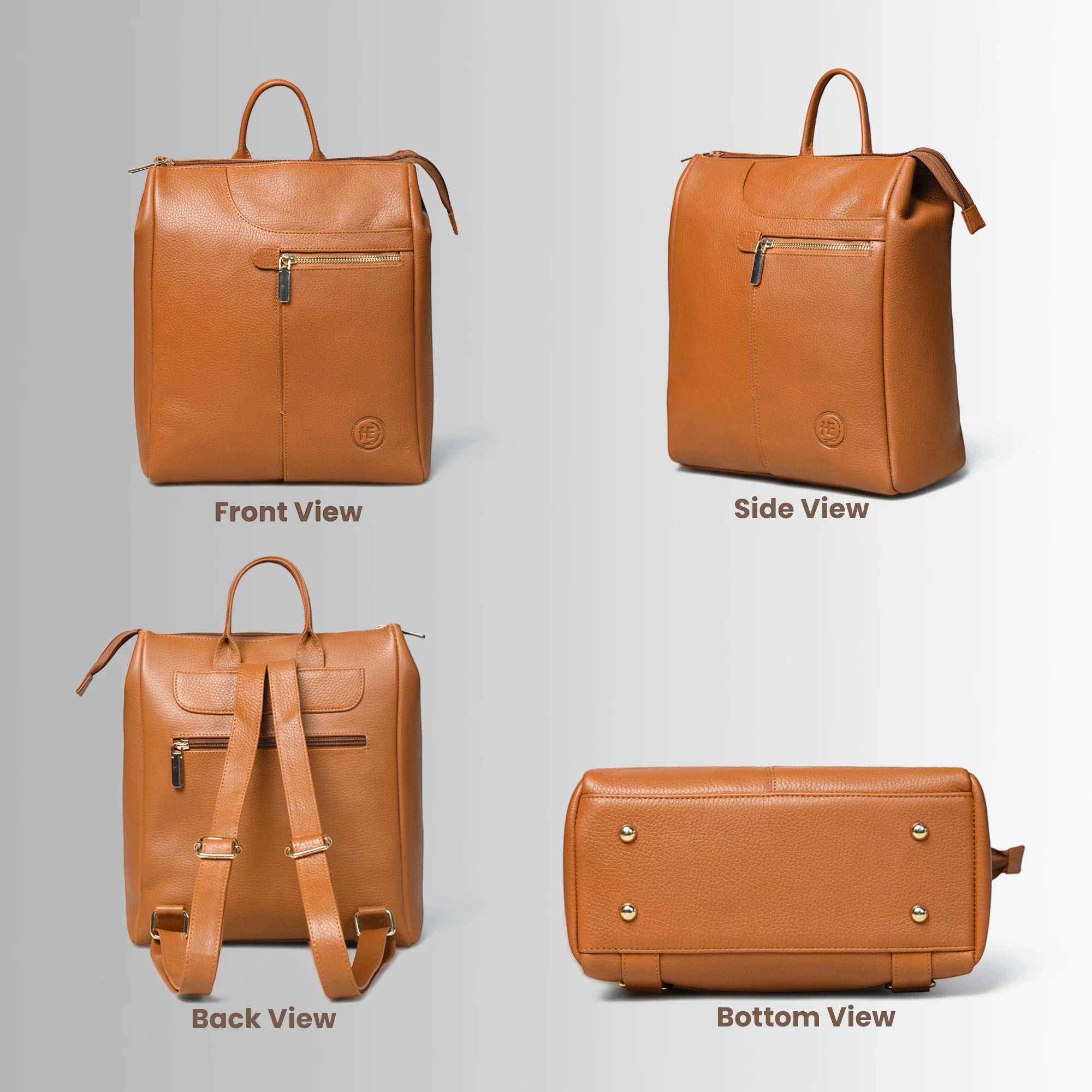 Harper Convertible Leather Backpack – Tan