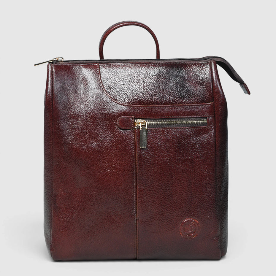 Harper Convertible Leather Backpack  – Burgundy