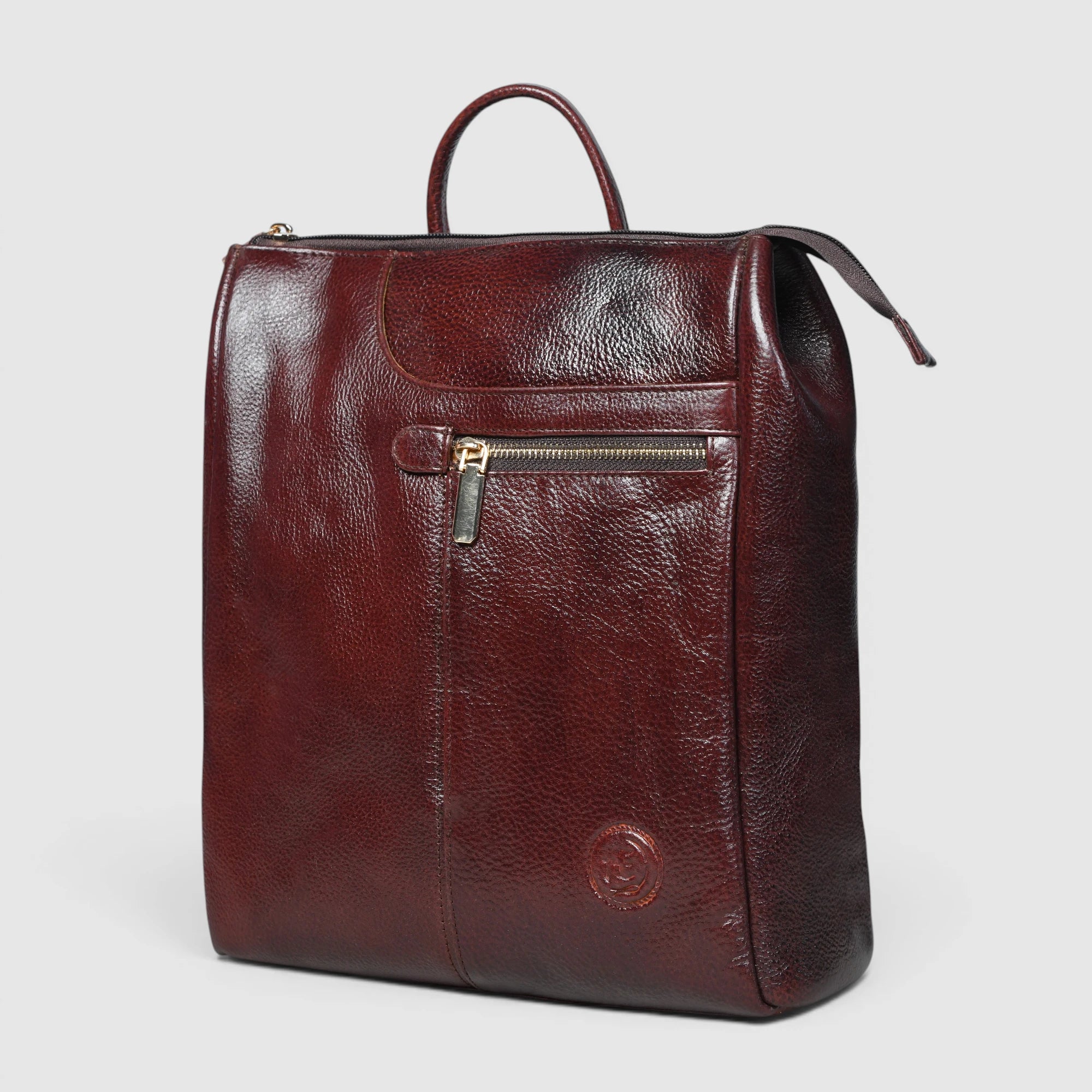 Harper Convertible Leather Backpack  – Burgundy